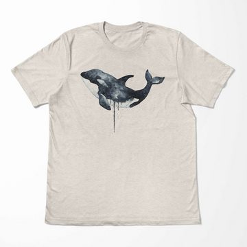 Sinus Art T-Shirt Herren Shirt 100% gekämmte Bio-Baumwolle T-Shirt Orca Killerwal Wasserfarben Motiv Nachhaltig Ökomo (1-tlg)