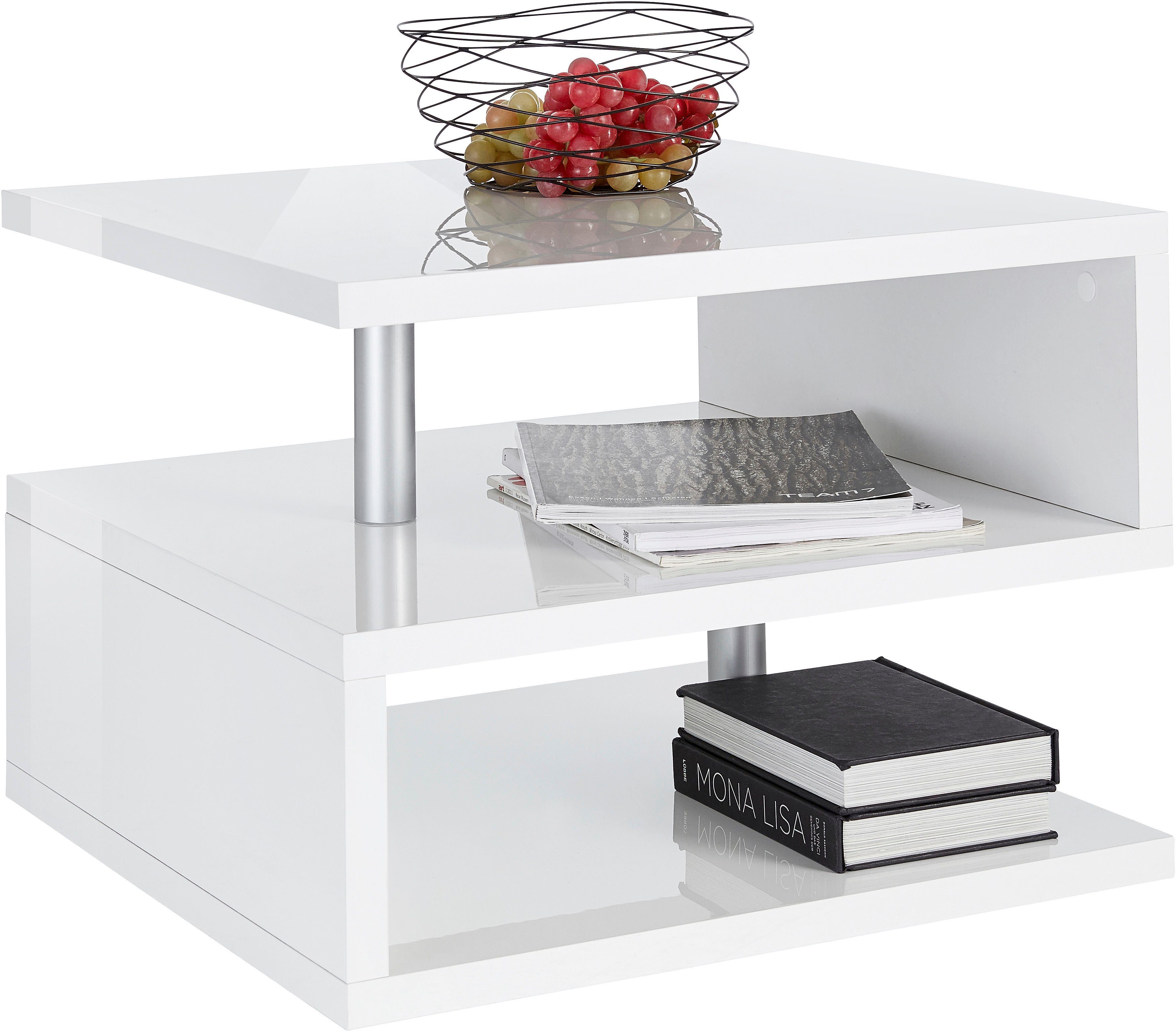 Home affaire Couchtisch ZETA- Kaffeetisch, Sofatisch, Wohnzimmertisch, Breite ca. 55 cm, Made in Italy, mit Ablagemöglichkeit, 55x55 cm