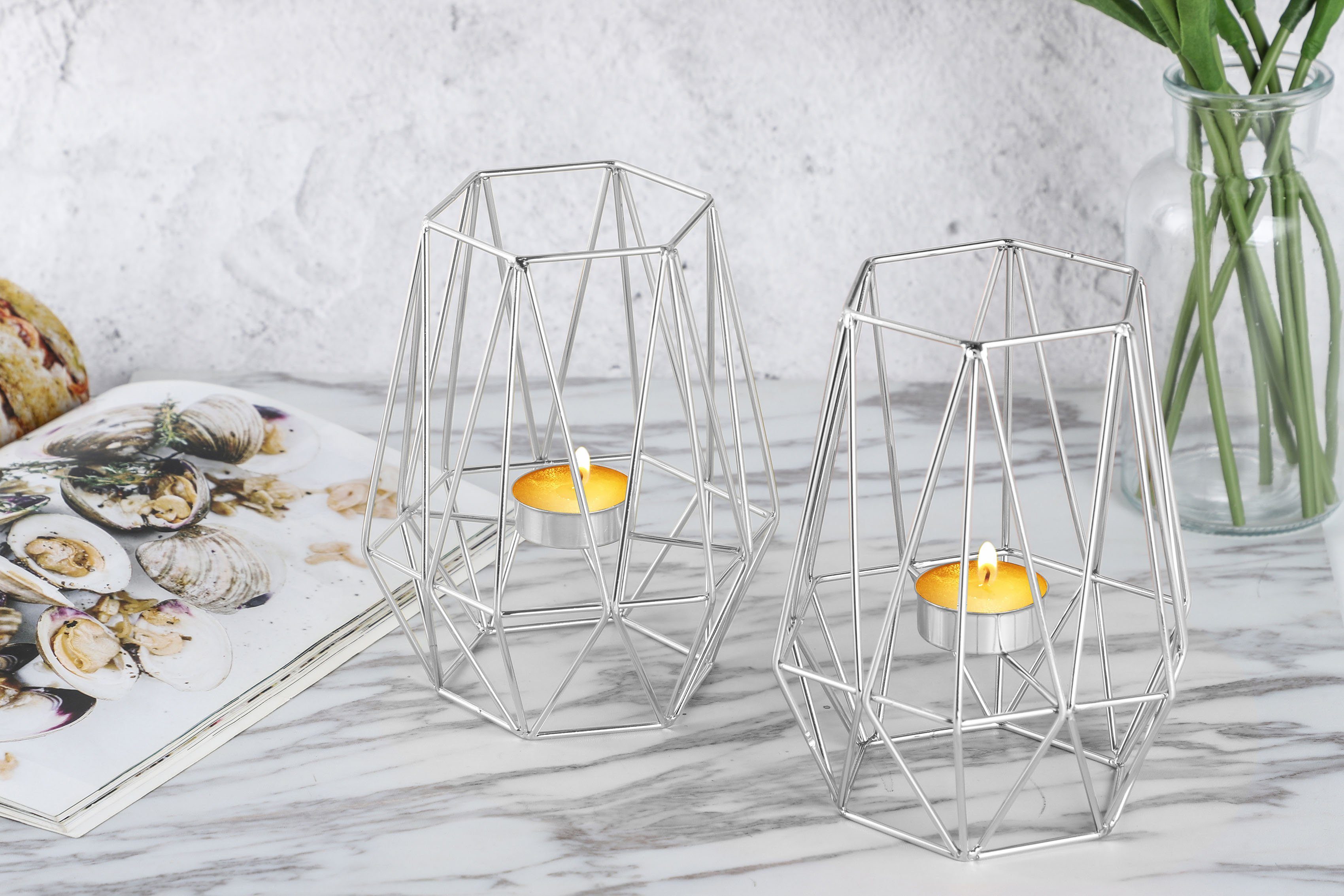 ECHTWERK Teelichthalter Vintage Big, Weihnachtsdeko (Set, 2 St), moderner Kerzenhalter aus Eisen, geometrisches Design, Höhe ca. 17 cm
