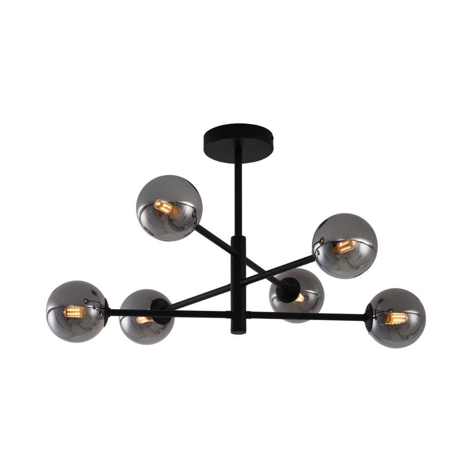 Qazqa Deckenleuchte Ryan, ohne Leuchtmittel, G9, Schwarz, Modern, Metall, 6 günstig online kaufen