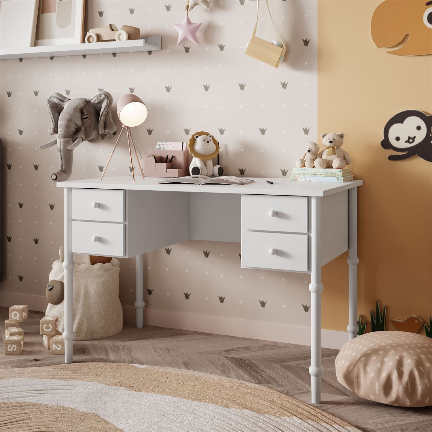 Lookway Schreibtisch BABUSHKA Kinderschreibtisch mit Schubladen (1x Tisch), Breite: 113 cm