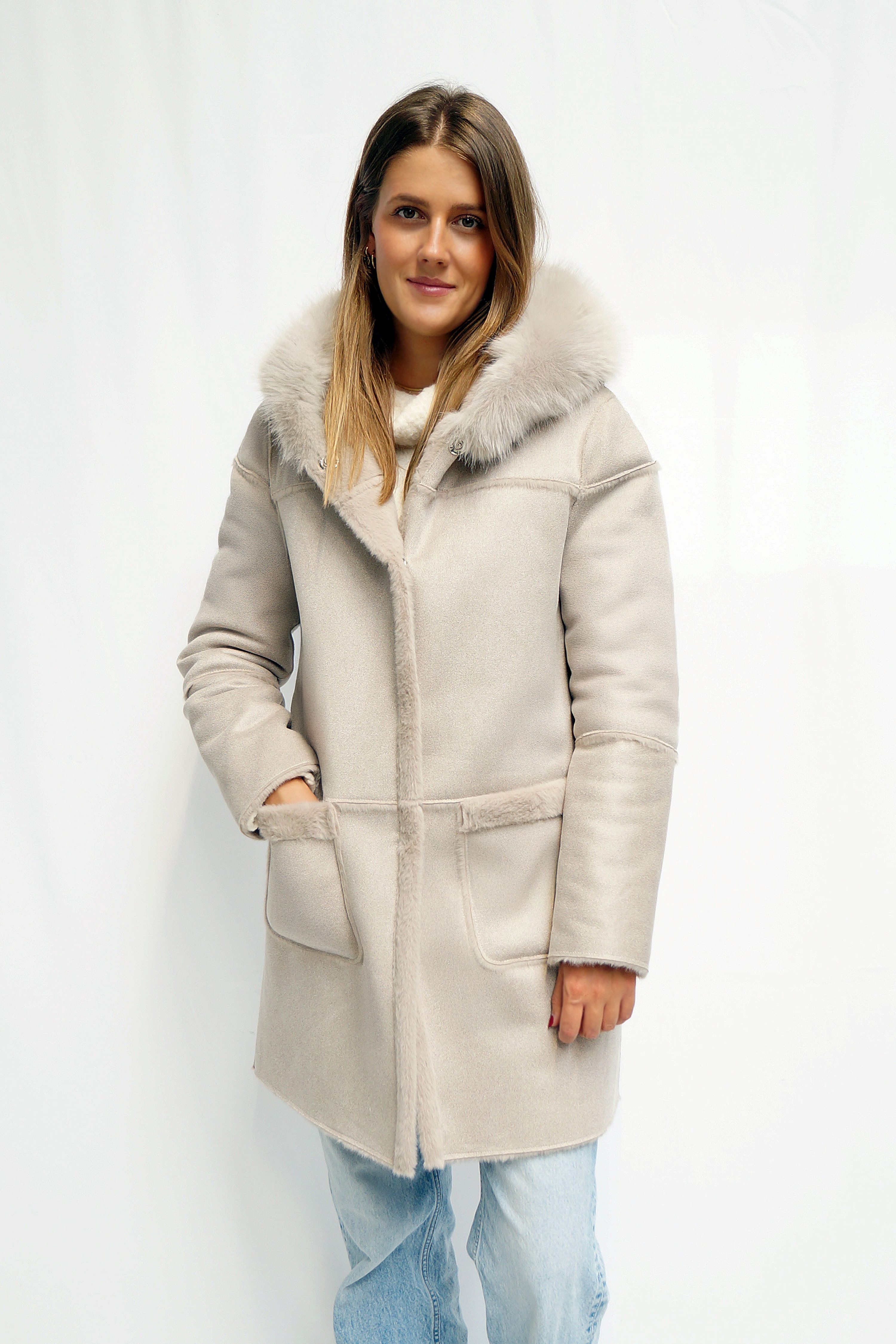 FUNK since 1776 Lederimitatmantel kurz mit Kapuze und Kunstfell - modisch e günstig online kaufen