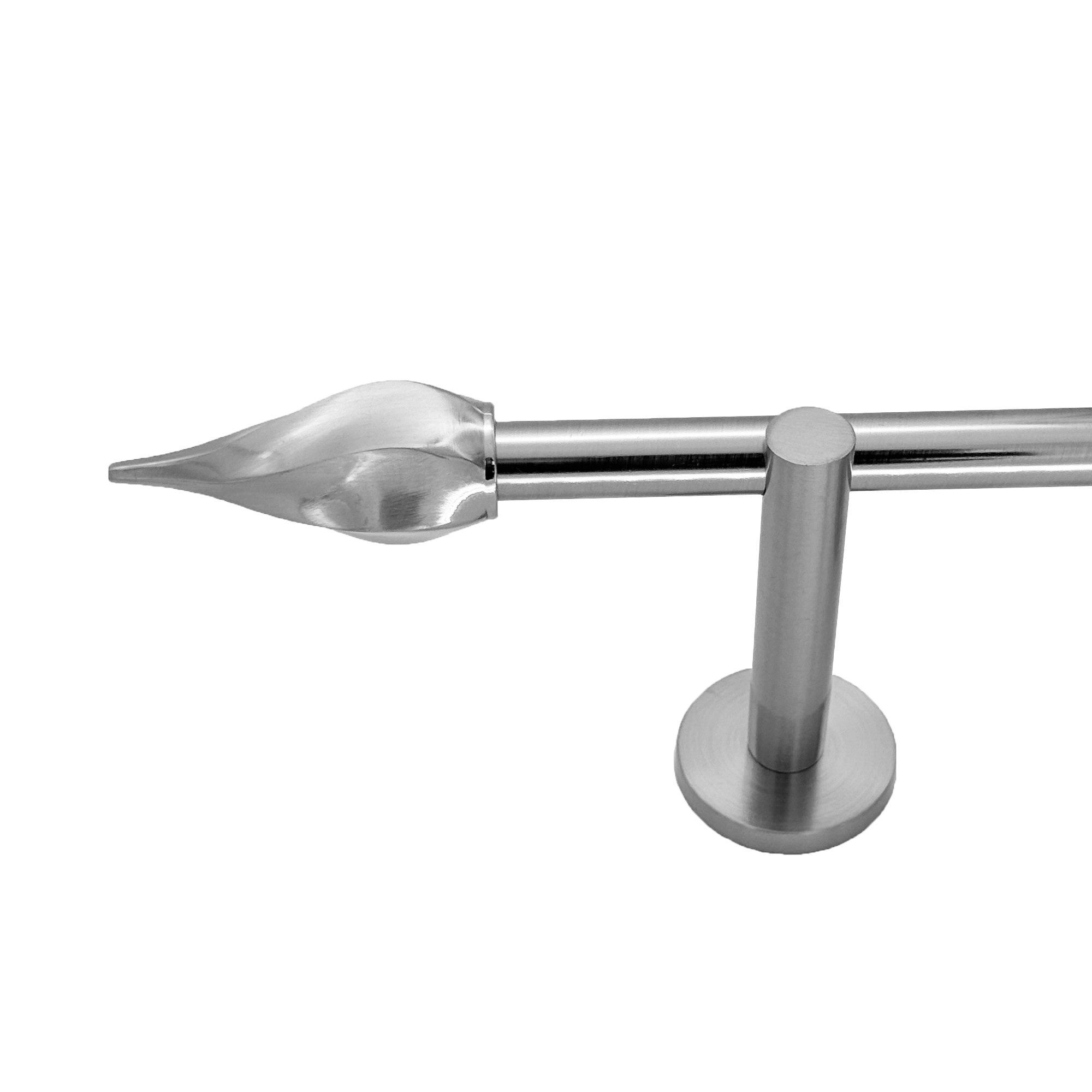 BASIT Gardinenstange Rohr Edelstahl 16 mm mit Wandträgern 140 cm E14, Ø 16 mm, 1-läufig, verschraubt, Edelstahl, H10 140 cm E14 Zwirbel