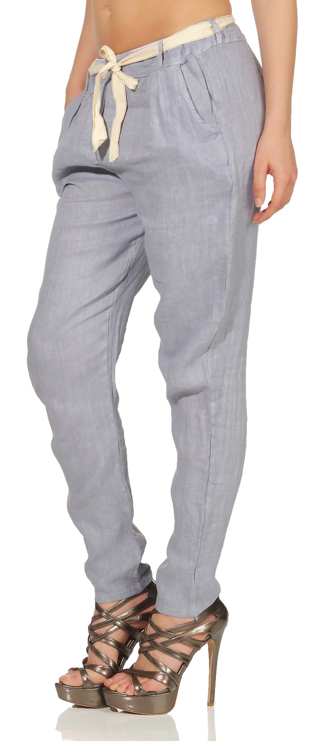 Mississhop Leinenhose Damen Leinenhose lockere Freizeithose günstig online kaufen