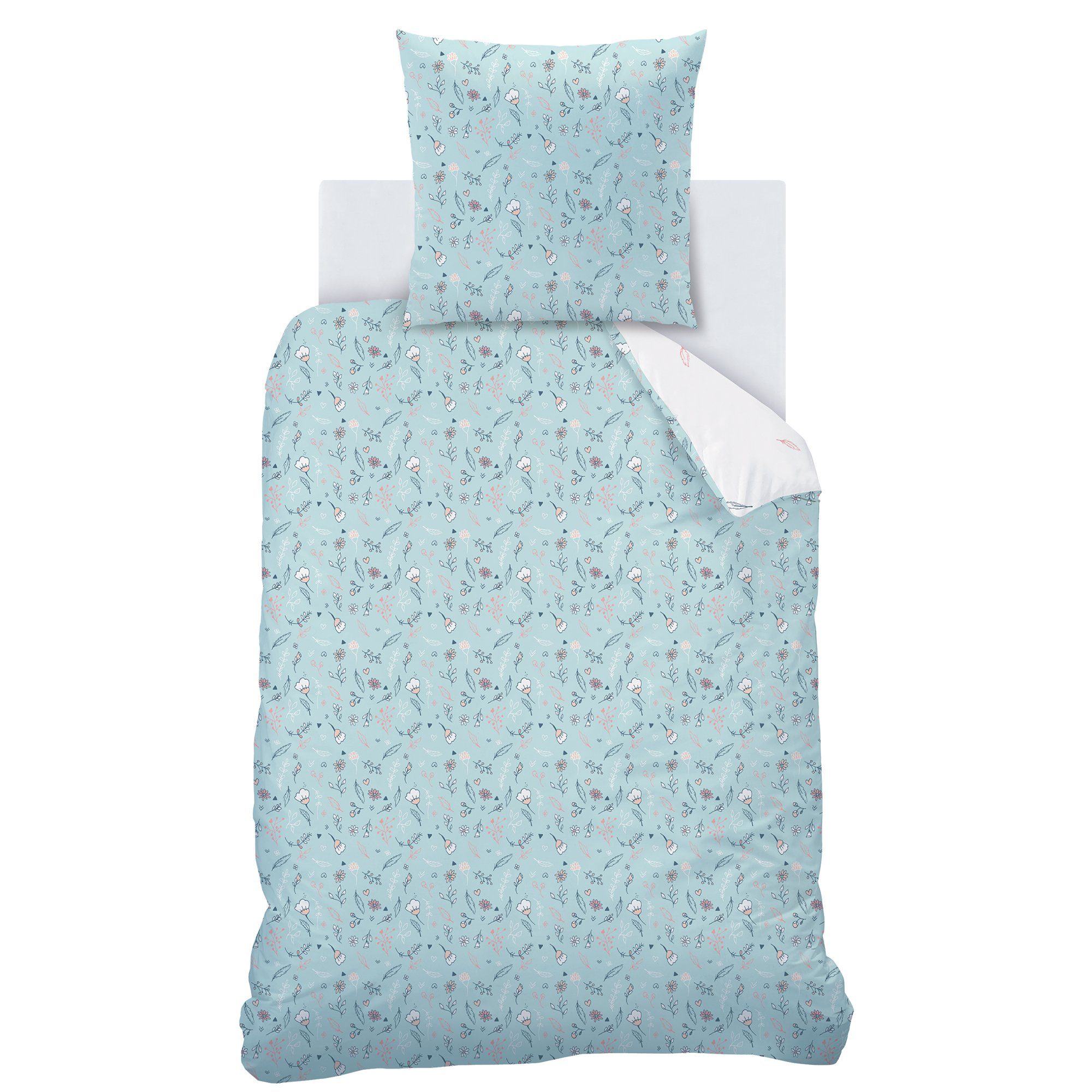MTOnlinehandel Bettwäsche Traumfänger Biber 155x220 + 80x80 cm, 100 % Baumwolle, Flanell / Biber, 2 teilig, Boho Deko, Wintermotiv – Bild 3 von 3