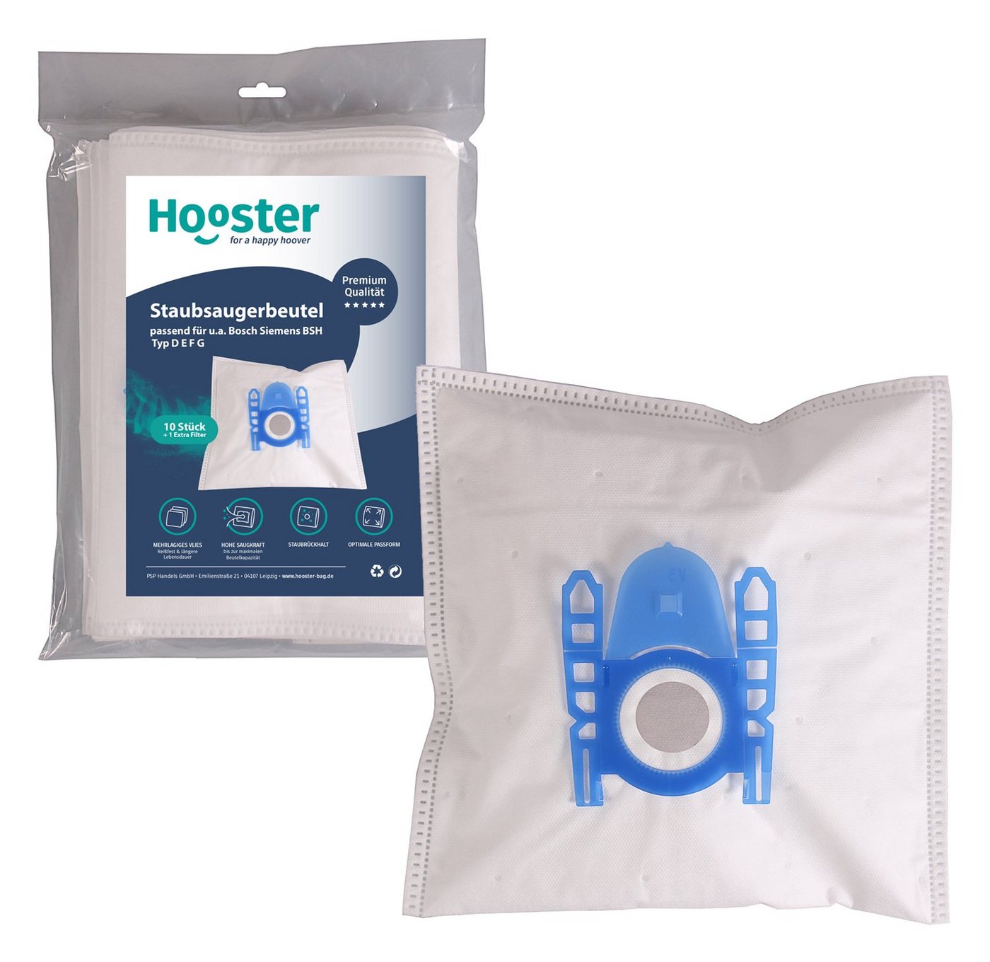 Thumbnail - Hooster Staubsaugerbeutel passend für Siemens VZ41FGALL PowerProtect, 10 St., mehrlagiges Premium Vlies für hohes Saugve...