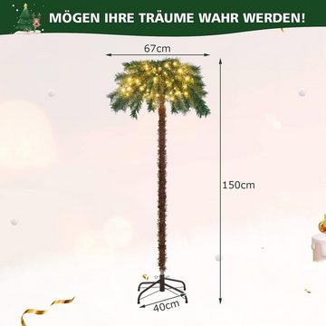 KOMFOTTEU Künstlicher Weihnachtsbaum mit 150 warmweißen LED-Leuchten, 150 cm