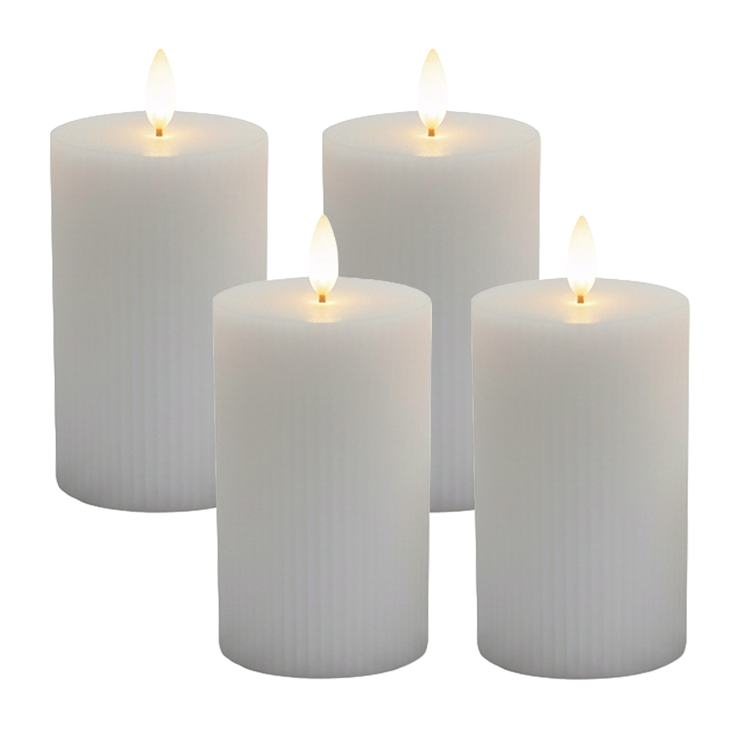 relaxdays LED-Kerze 4er Set 13 cm, Flackernde, flammenlose LED-Kerzen für stimmungsvolle Beleuchtung, LED, Warmweiß, Hellgrau