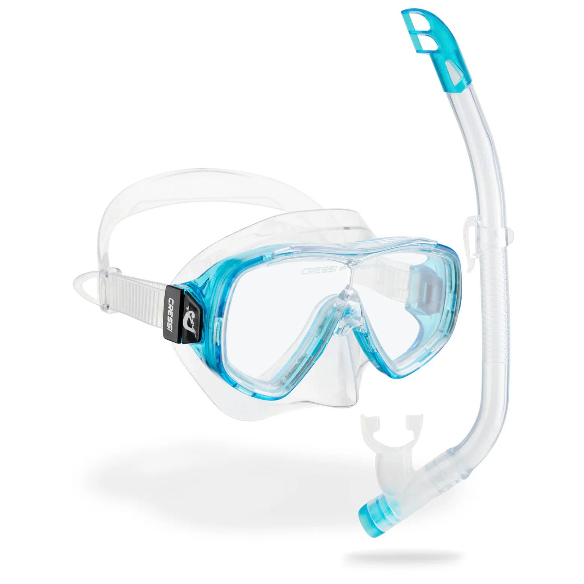 Cressi Tauchset Ondina + Top Snorkel Combo - Kinder Schnorchelset - Clear/Aquamarine
