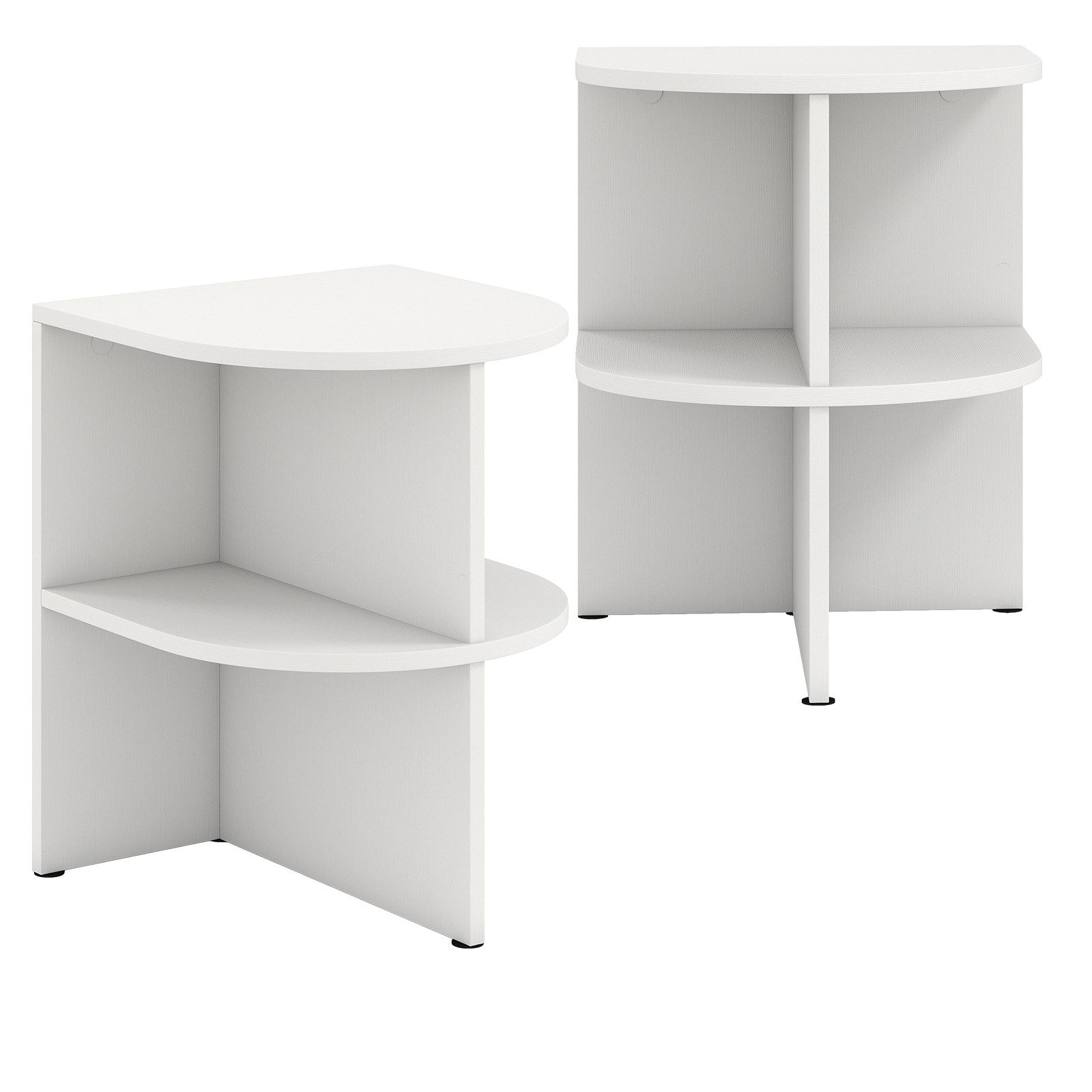 COSTWAY Beistelltisch (2-St), halbrund Holz Nachttisch für Wohnzimmer