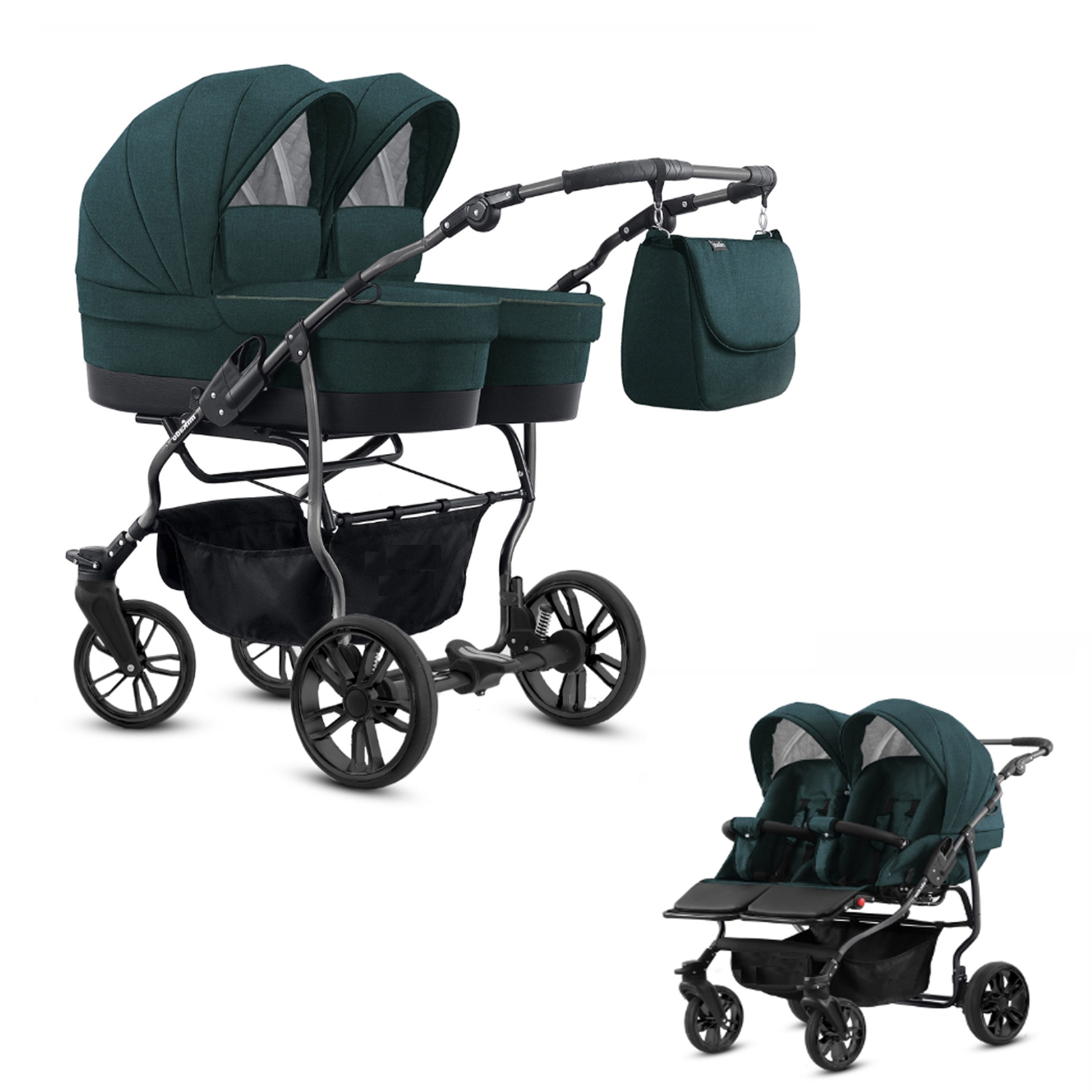 Zwillingswagen Zwillingskinderwagen 2 in 1 Twin Lux - 10 Teile - in 7 Farben