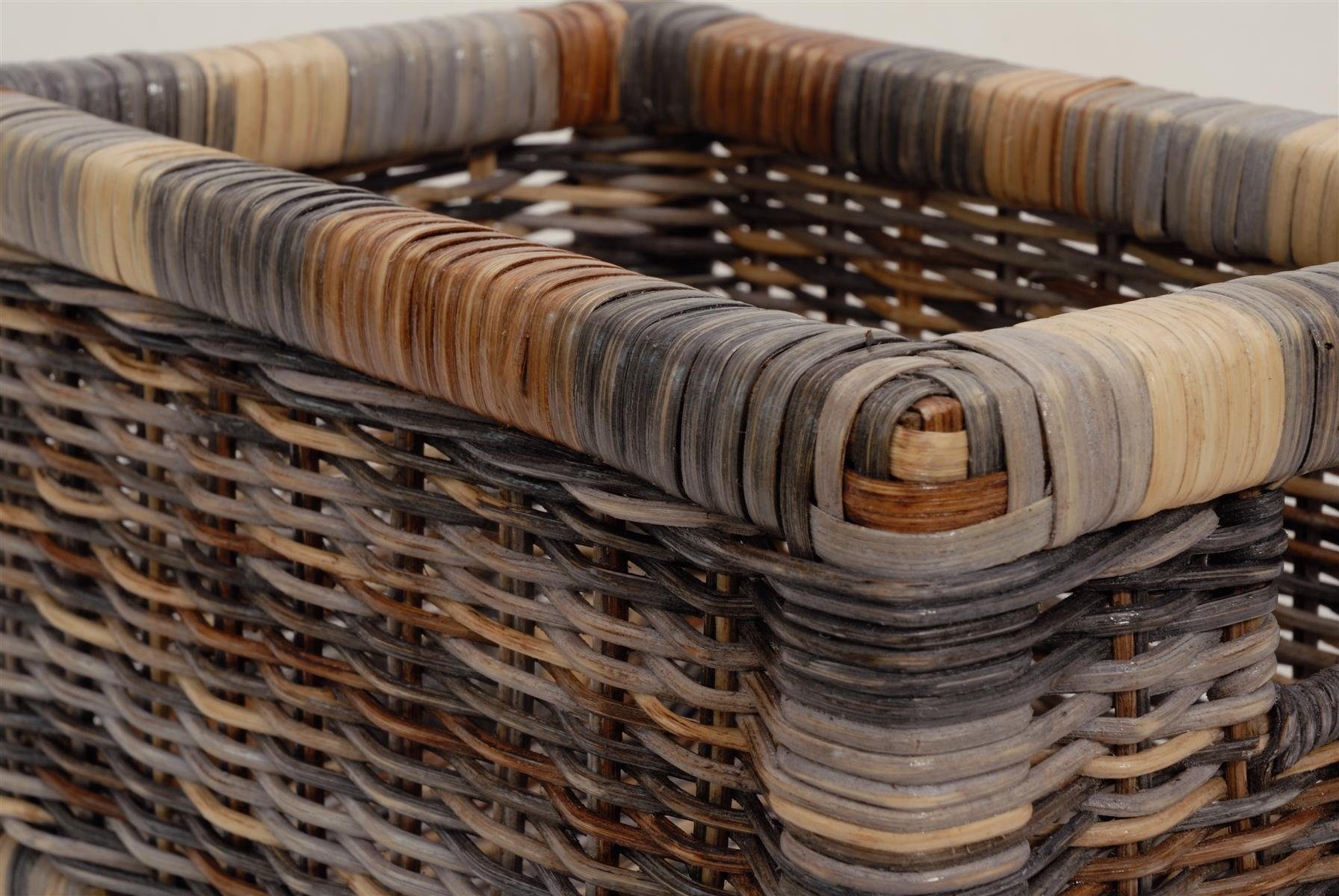 Krines Home Regalkorb Set/2 Regalkorb Aufbewahrungskorb geflochten Rattan (Klein-Mehrfarbig) (2-teiliges Set), Korbset Aufbewahrung Regal Schrankkorb Korb, ca. 20 x 32 x 17,5 cm