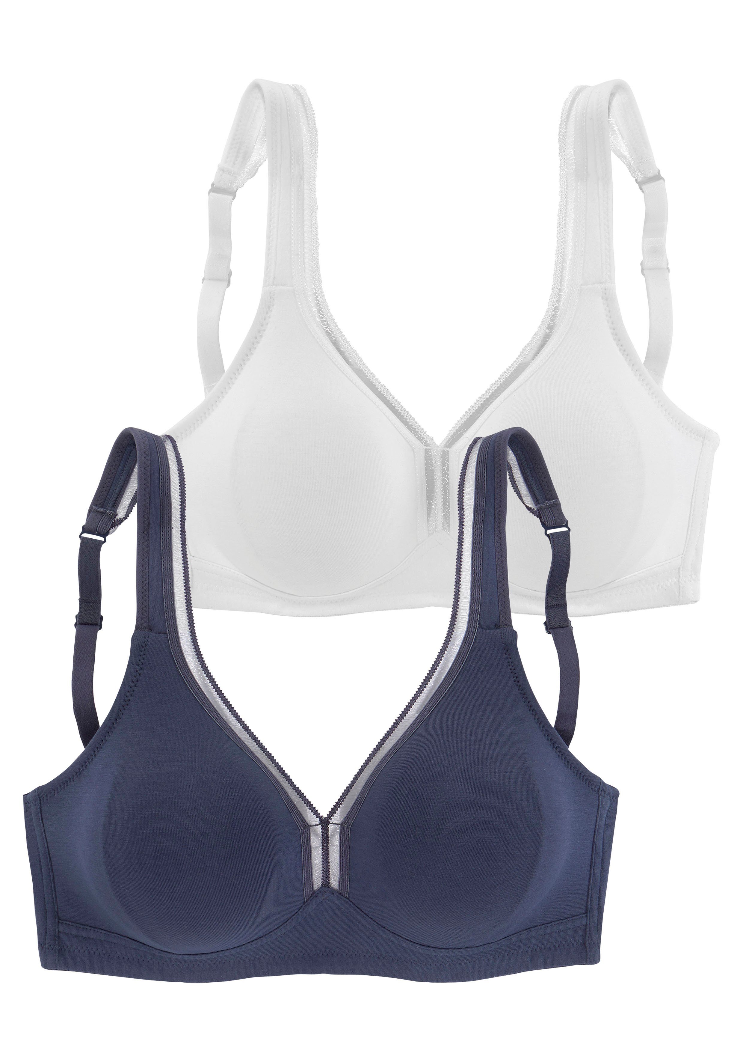 petite fleur T-Shirt-BH (Packung, 2 Stück) ohne Bügel aus Baumwolle – auch ideal für große Größen