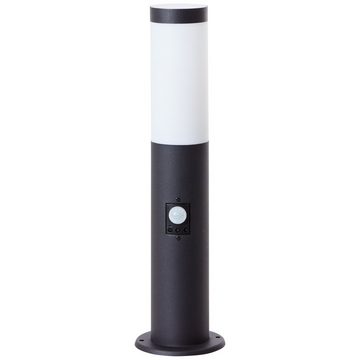 Lightbox Außen-Stehlampe, Bewegungsmelder, ohne Leuchtmittel, Sockelleuchte 45 cm Höhe, E27, IP44, Metall/Kunststoff, schwarz