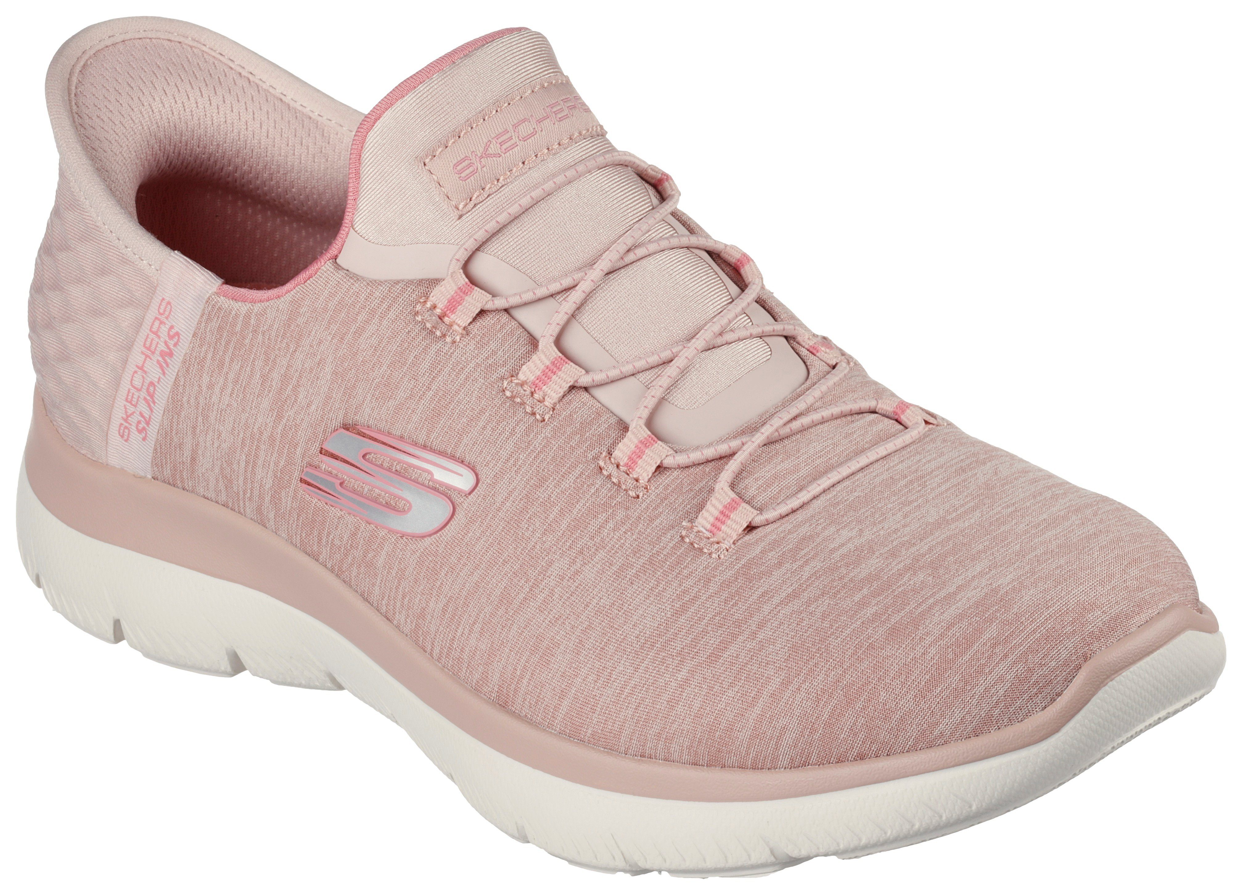 Kontrastdetails rosa Sneaker mit HAZE dezenten Slip-On DAZZLING SUMMITS Skechers