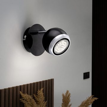 Globo LED Wandleuchte, Leuchtmittel inklusive, Warmweiß, LED Wandleuchte Spotlampe Wandstrahler schwarz chrom schwenkbar 2x