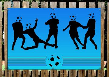 Wallario Sichtschutzzaunmatten Fußball - Blaue Fußballspieler im Comic Stil