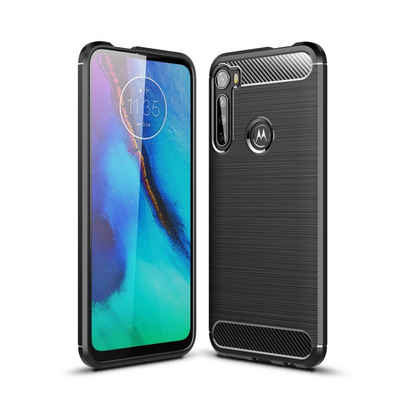 CoverKingz Handyhülle Motorola One Fusion+ Handyhülle Silikon Case Cover Bumper Carbonfarben 16,5 cm (6,5 Zoll), Handyhülle Bumper Silikoncover Softcase Carbonfarben