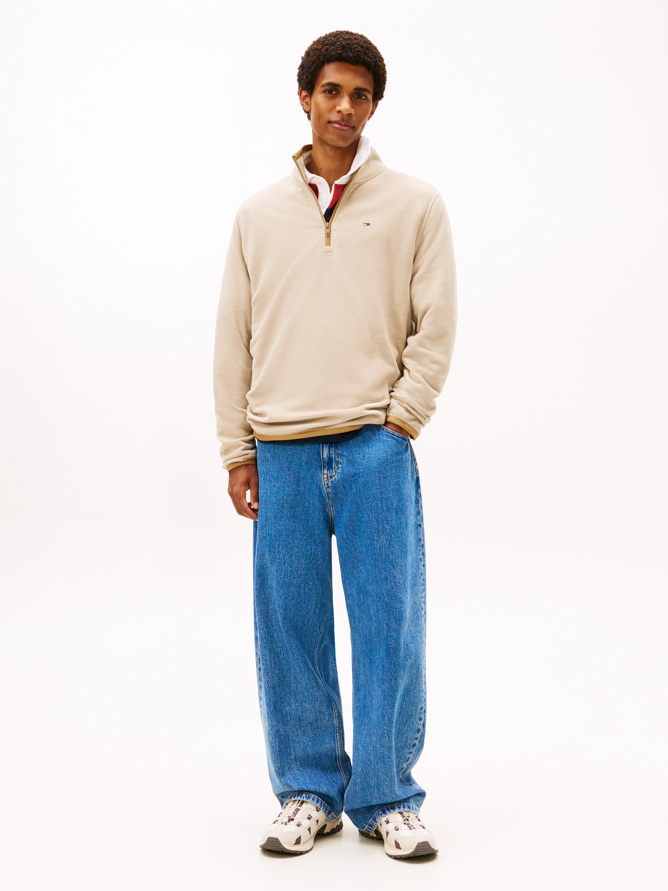 Tommy Jeans Fleecepullover TJM FLAG POLAR FLEECE normale Passform, Troyer