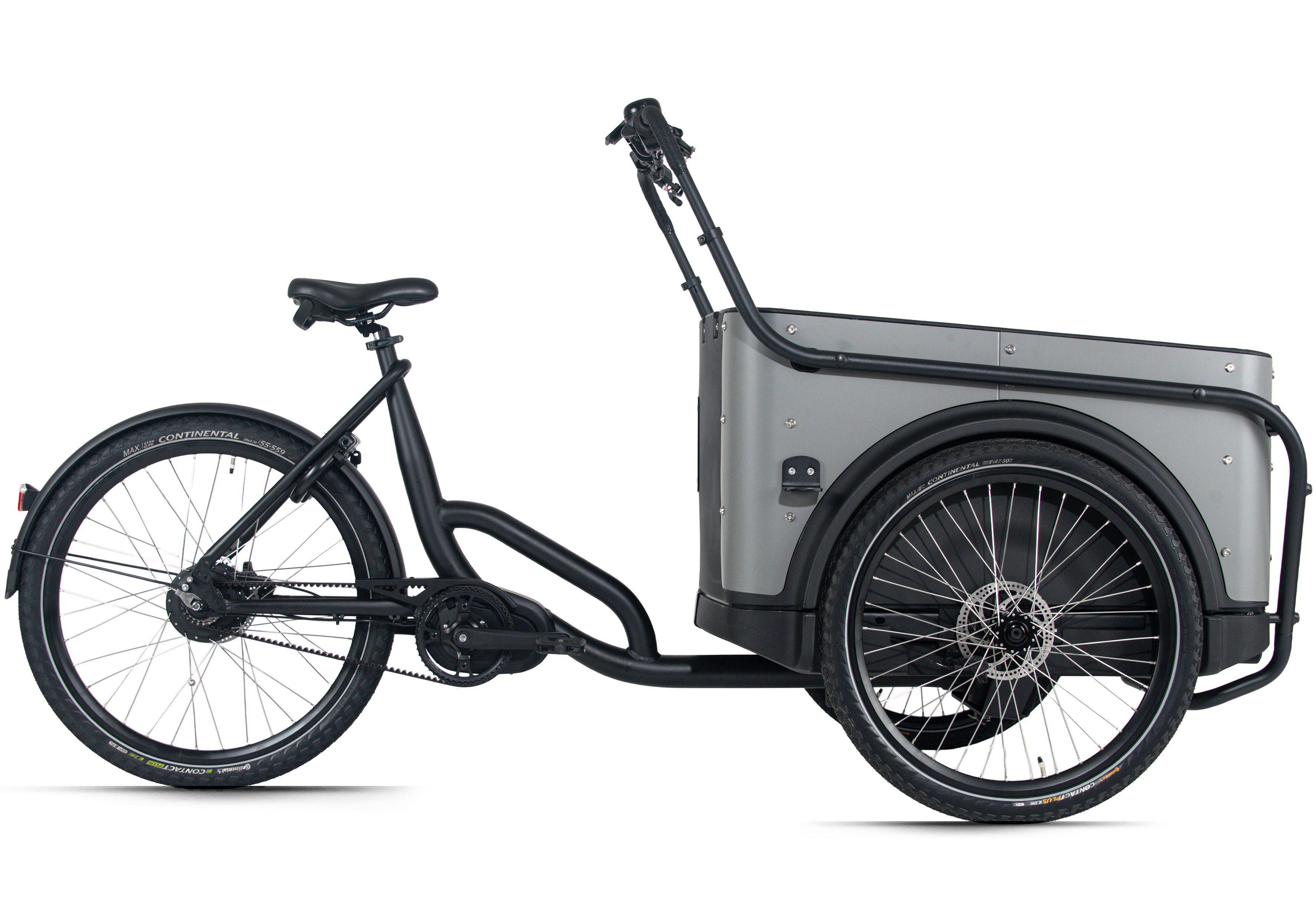 Royal Cargo Bikes E-Bike Lastenrad Cargo 3W Premium Plus 17,5Ah / 630 Wh 24 / 26 Zoll mit Riemenantrieb, 0 Gang ENVIOLO NuVinci Schaltwerk, Nabenschaltung, Mittelmotor, 630 Wh