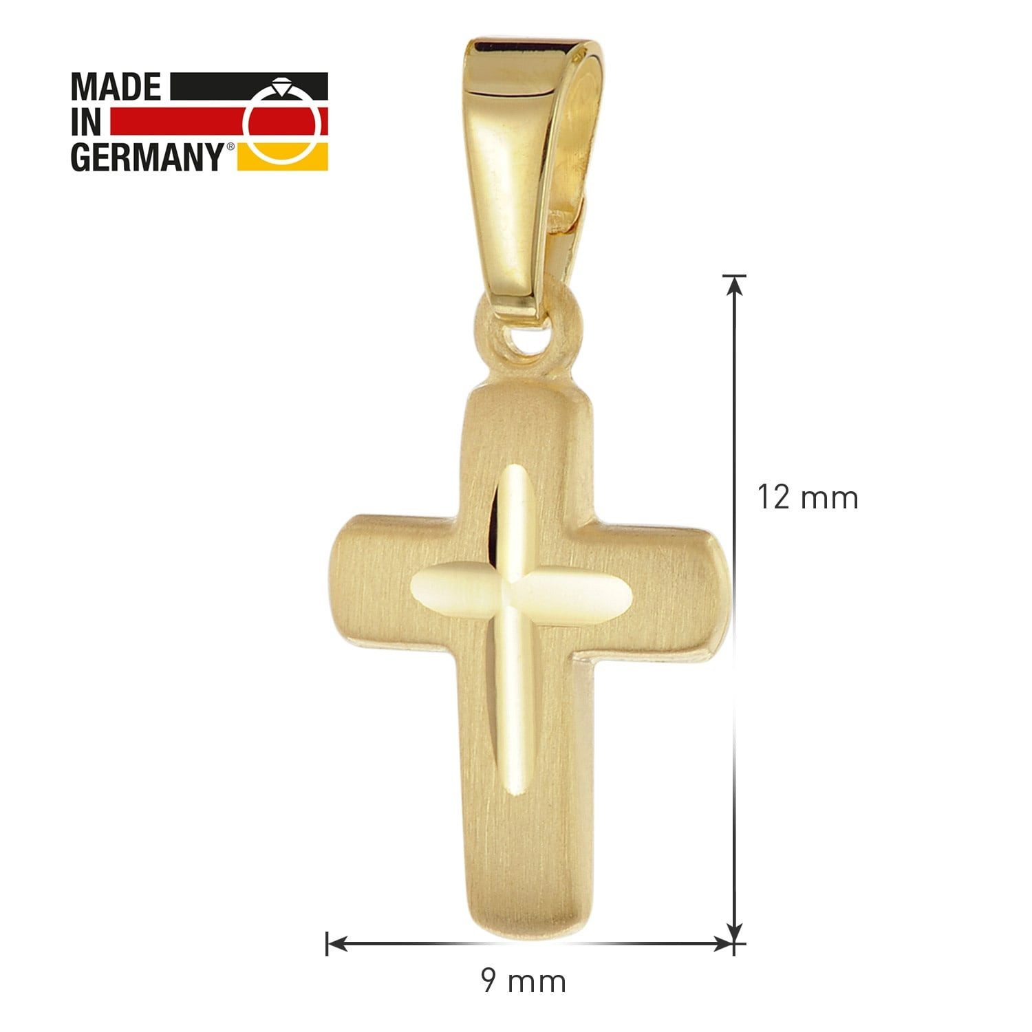 trendor Kreuzanhänger 21316, Kinder Kreuz-Anhänger Gold 585 / 14K 12 mm