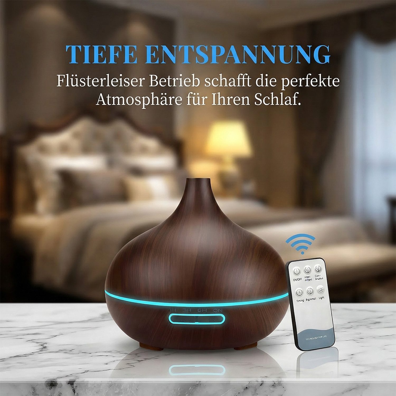 AKKEE Diffuser Multifunktions-Luftbefeuchter Aromatherapie-Diffusor 500ml, 0,5 l Wassertank, mit 3 Timer-Einstellungen