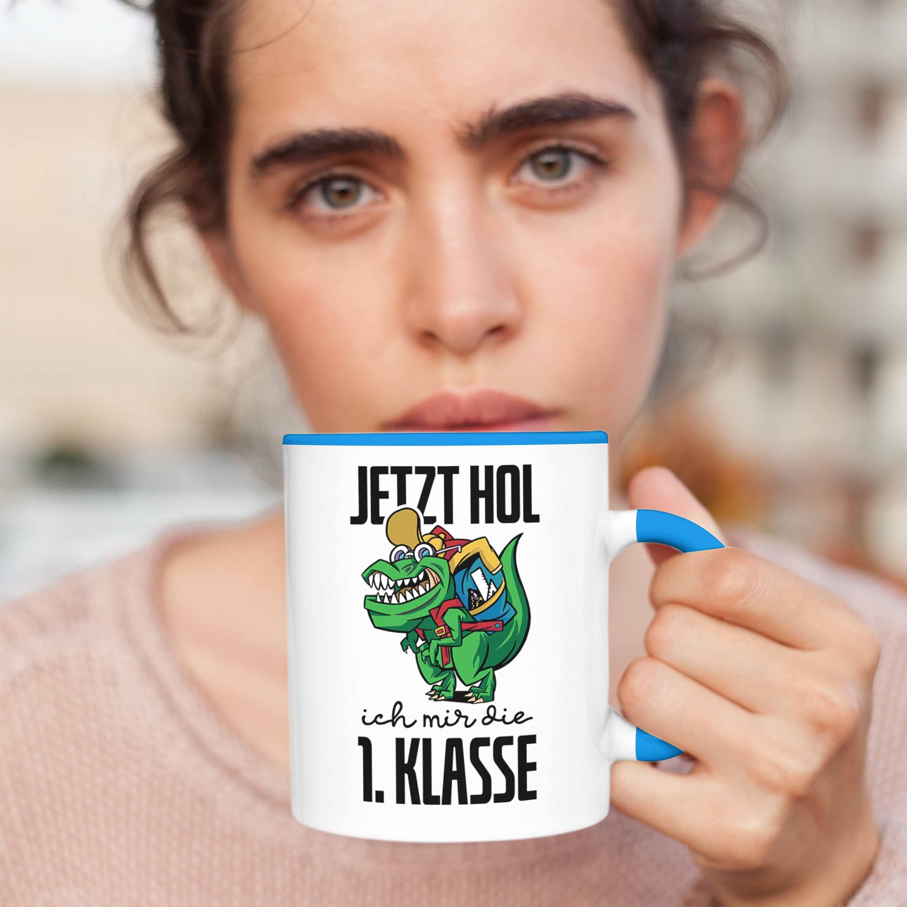 Trendation Tasse Tasse Jungs 1. der für Klasse T-rex Einschulung Blau Motiv in Dino Geschenk