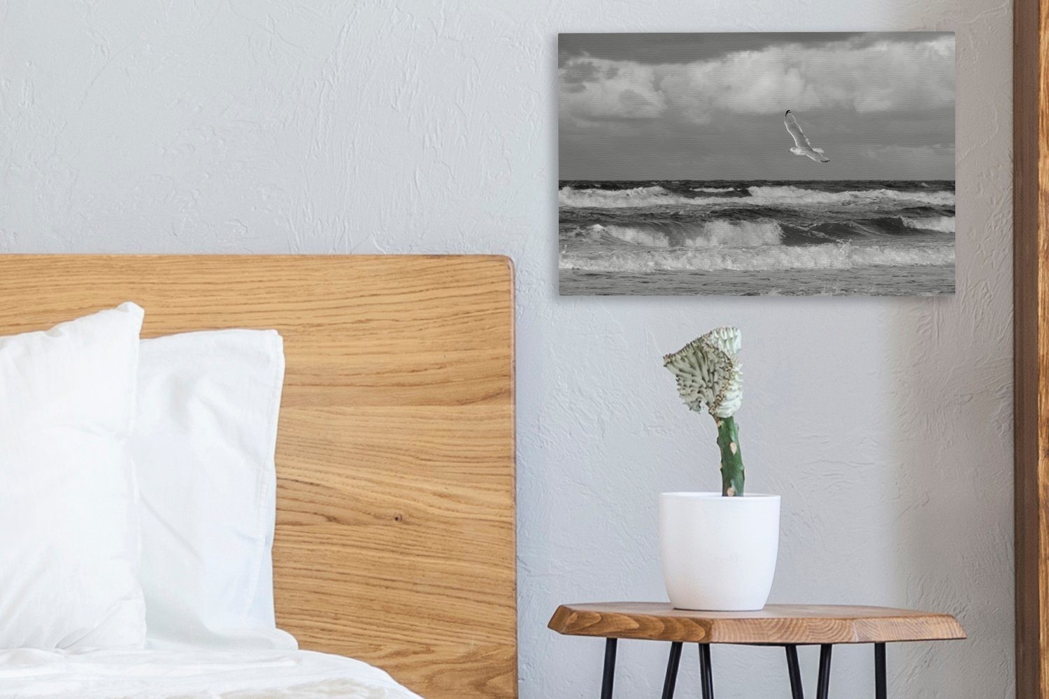 OneMillionCanvasses® Leinwandbild Ostsee - Möwe - Wasser, Fotodruck (1 St), Leinwand Bilder Klein, Wand Dekoration Aesthetic 30x20 cm – Bild 4 von 5