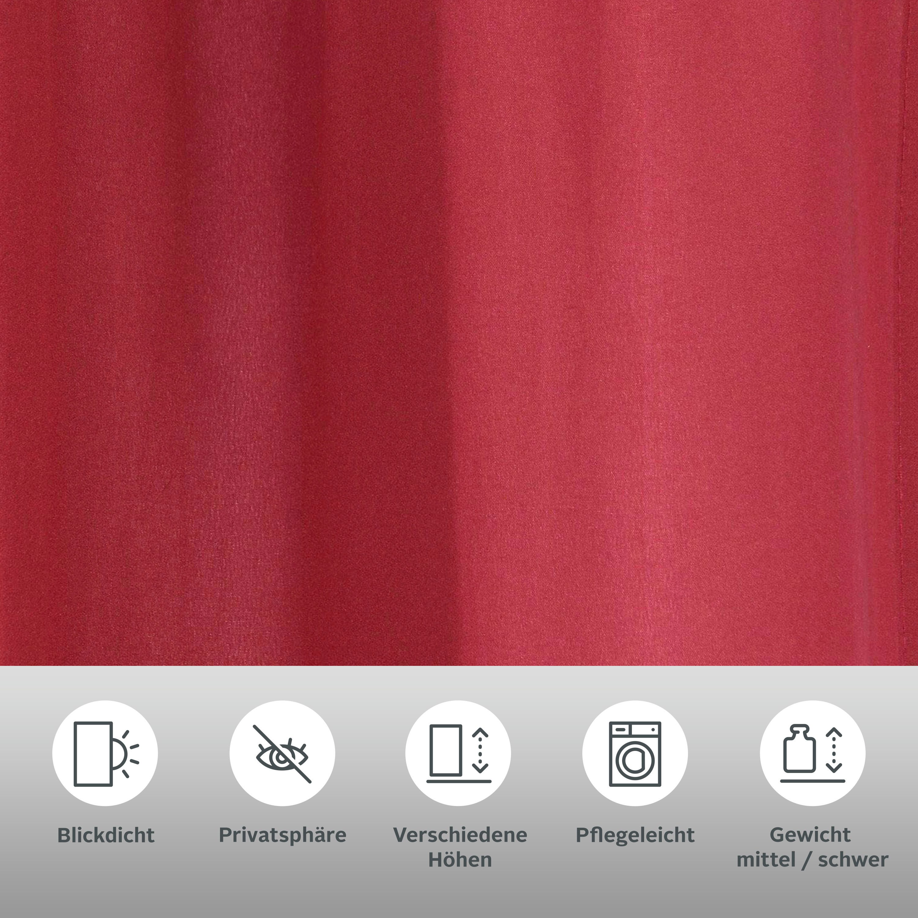 OTTO home Vorhang Raja (2 St), Ösen, blickdicht, Polyester, Blickdichtes Material, Einfache Montage, Pflegeleicht, Ösen, 2 er Pack