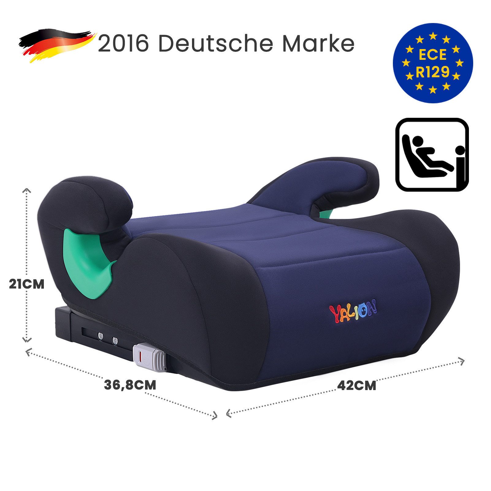 Yalion Kindersitzerhöhung YALION Kindersitzerhöhung mit ISOFIX ECE R129 (i-Size) für Kinder, ab: ca.6Jahren, bis: 10Jahren, (3-Punkt-Gurt), i-Size Sitzerhöhunge – Bild 2 von 5