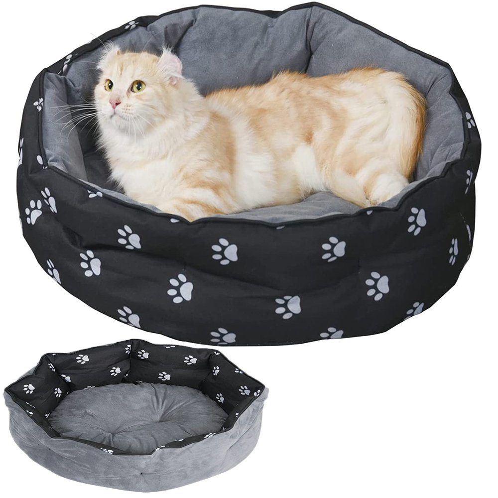 Tierbett Katzenbett Hundebett Hundesofa Ø60cm Schwarz Hundekissen Wendekissen