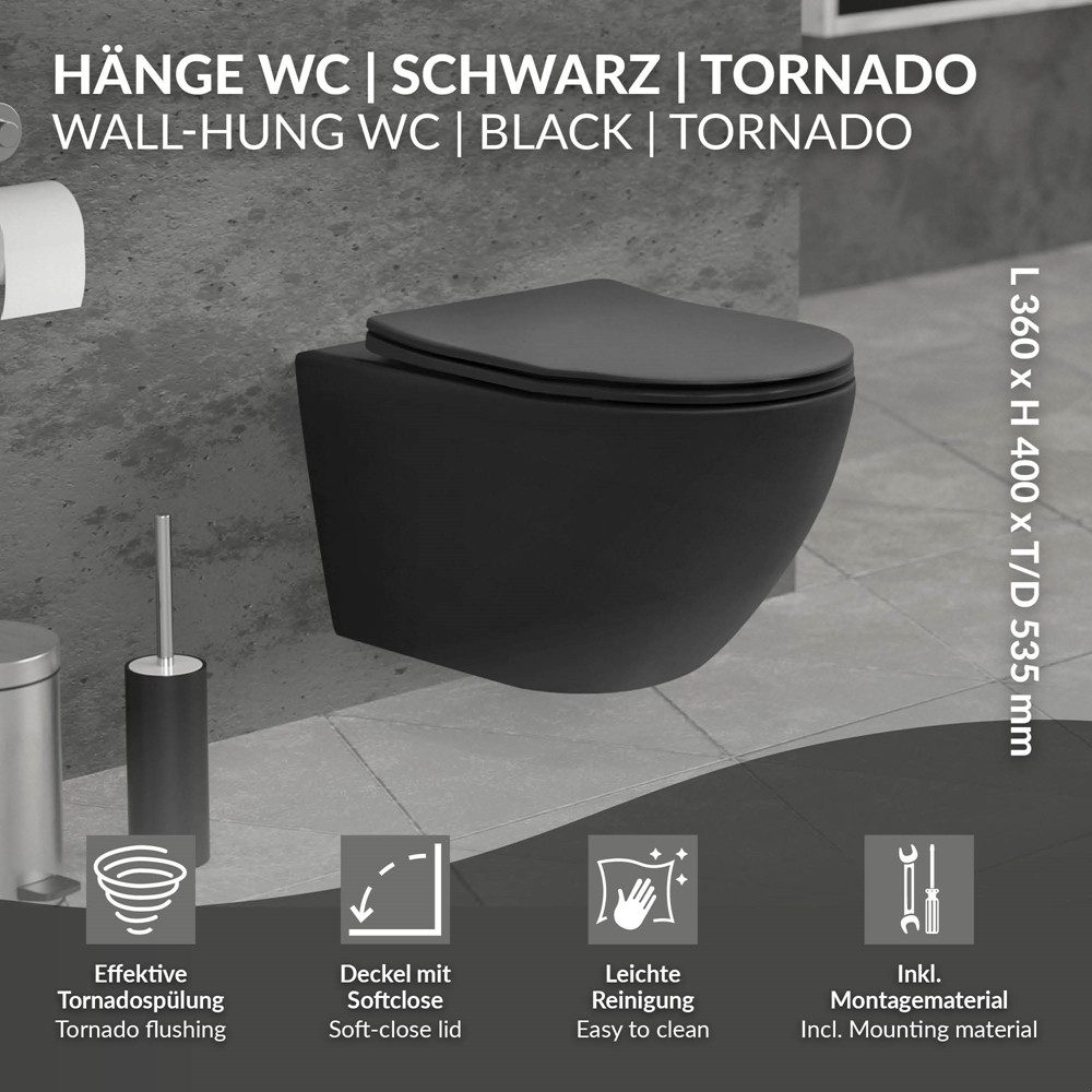 LuxeBath Tiefspül-WC Spülrandloses Wand Hänge WC günstig online kaufen