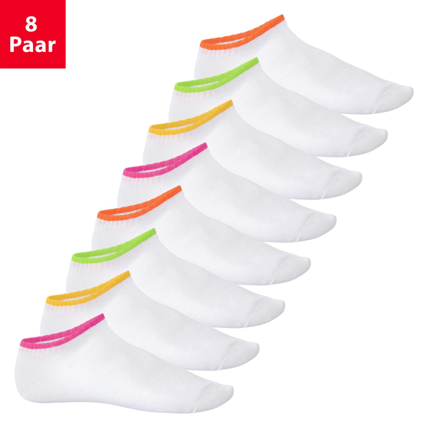 Footstar Sneakersocken Damen & Herren Sneaker Socken (8 Paar) Neon Sportsocken (8-Paar)