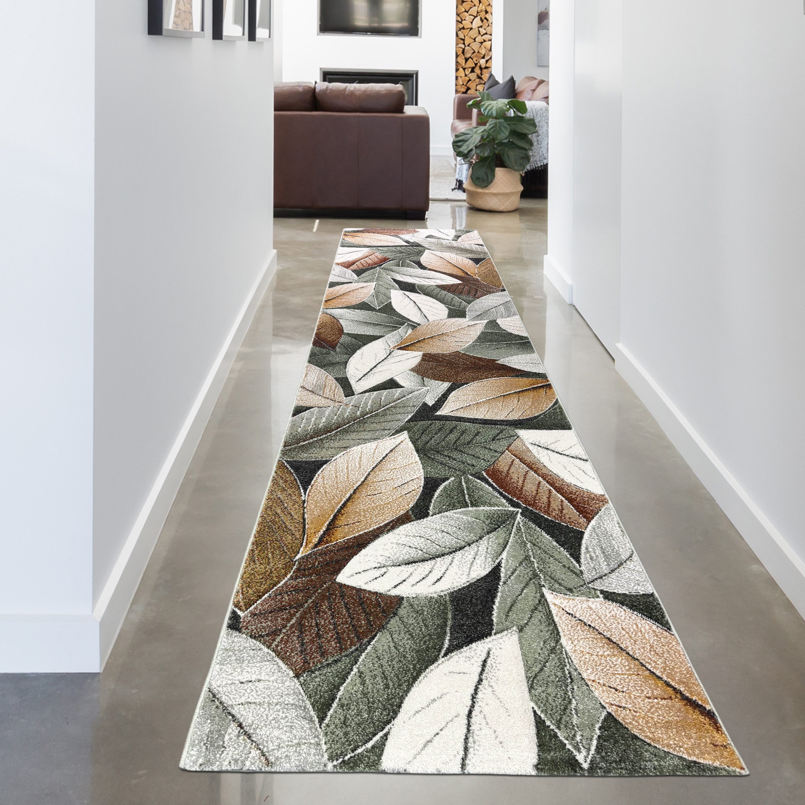 Carpetia Teppich Wohnzimmerteppich im natürlichen Look mit Blätterdesign in günstig online kaufen