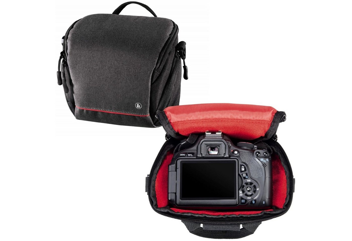 Hama Kameratasche Kamera-Tasche Sambia 110 Foto-Tasche Universal, Case Schultergurt Tragegriff Zubehör-Fächer Systemkamera Digitalkamera