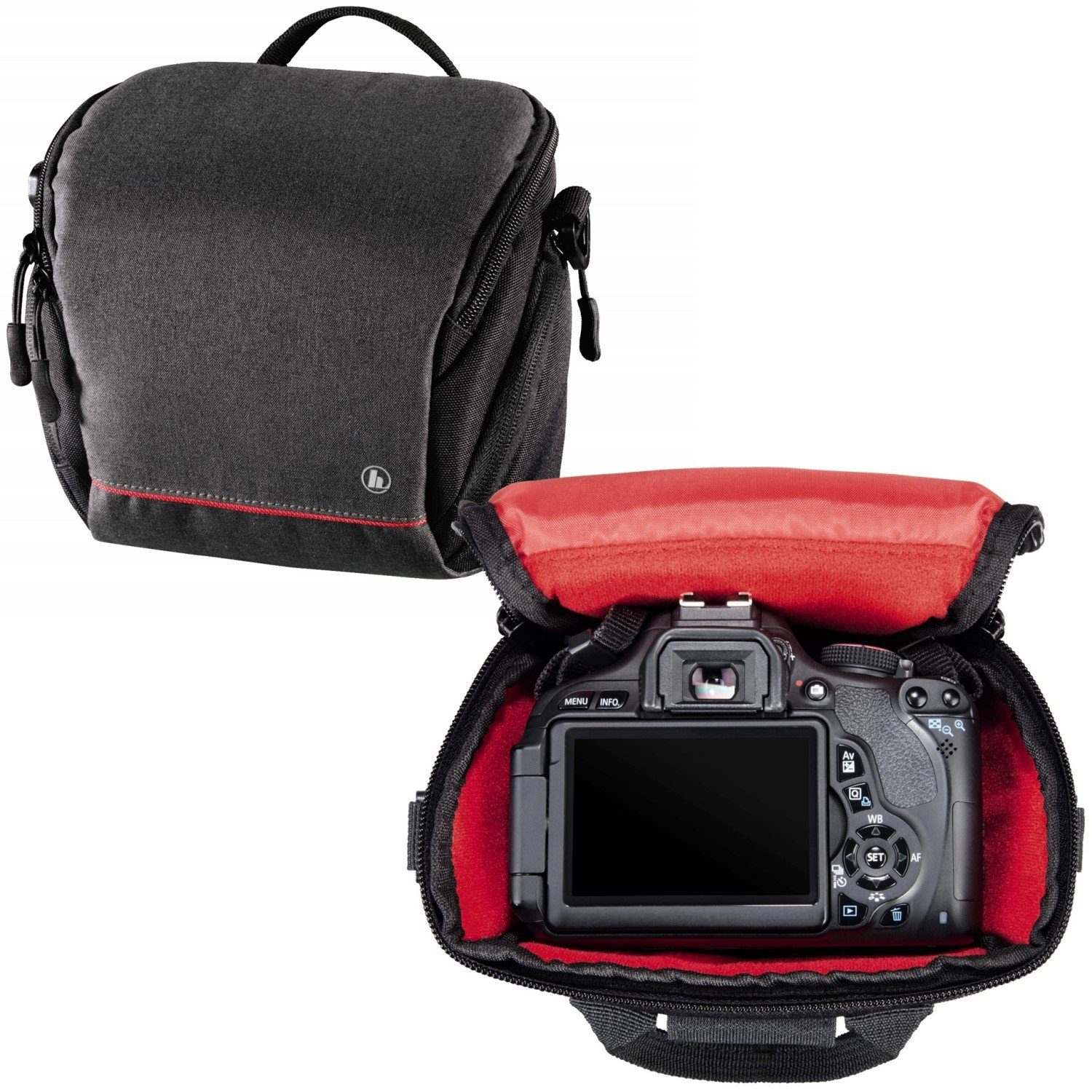 Systemkamera Hama Kamera-Tasche Schultergurt Zubehör-Fächer 110 Universal, Foto-Tasche Tragegriff Sambia Kameratasche Digitalkamera Case