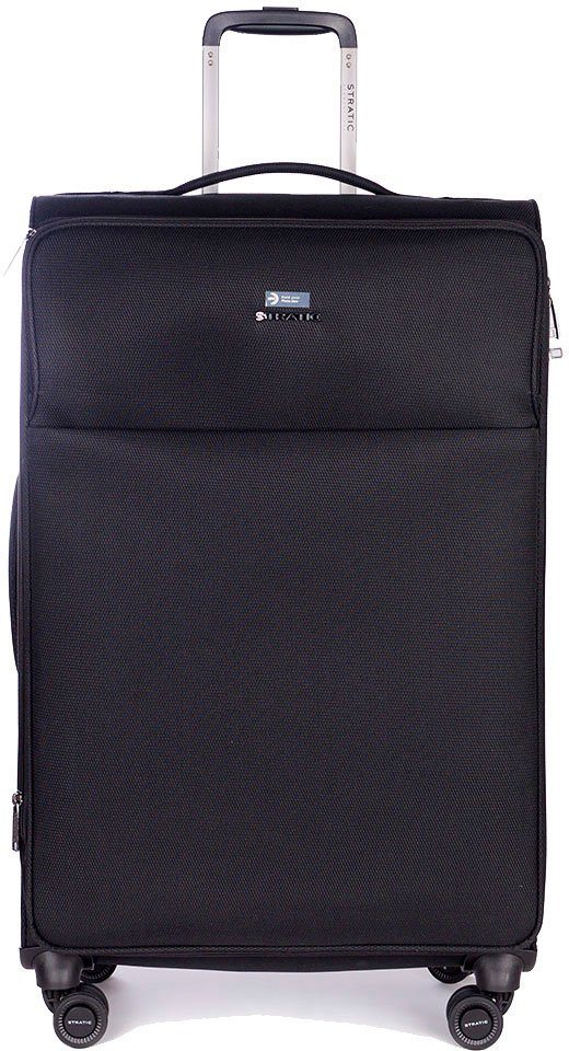 Stratic Weichgepäck-Trolley Stratic Light + L, black, 4 Rollen, Reisekoffer großer Koffer Aufgabegepäck TSA-Zahlenschloss