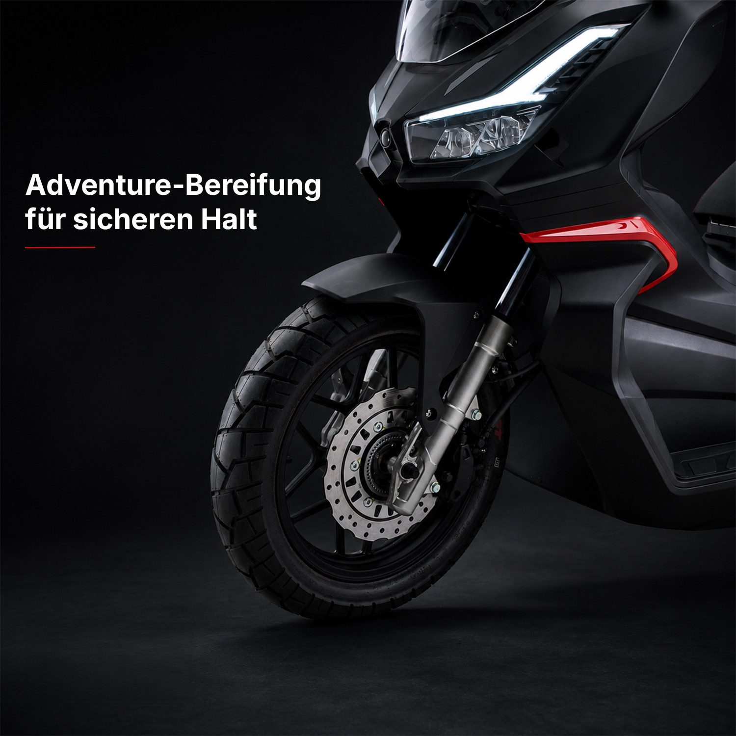 Burnout Motorroller QS125 ADV Roller Mattschwarz, 125 ccm, 90 km/h, Euro 5+, 8,5 kW, CBS, Keyless Go, LED, Euro 5+