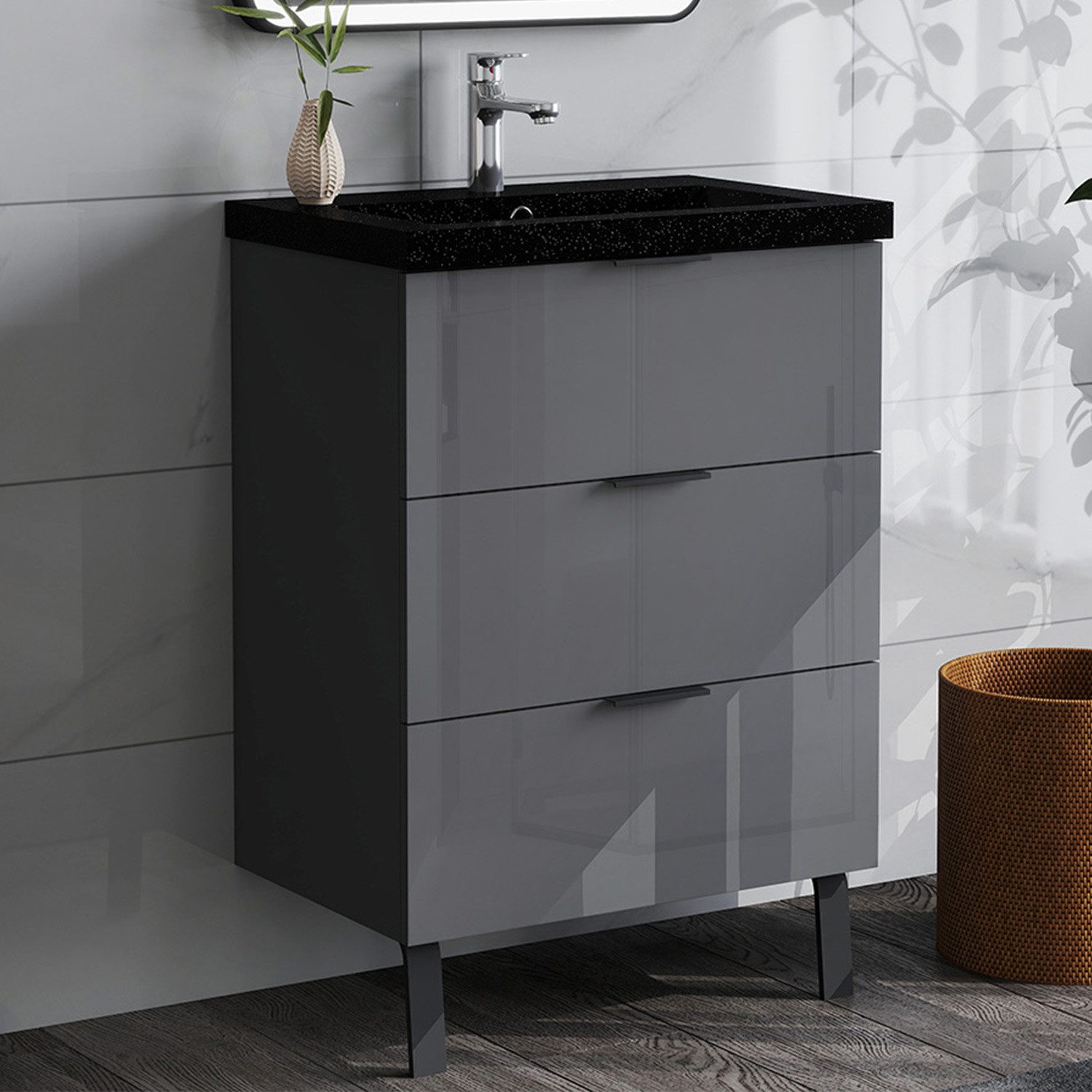Waschtisch Badmöbel Set Waschbecken mit Unterschrank Badezimmer Möbel Schrank