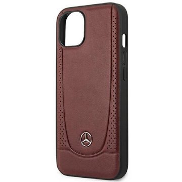 Mercedes Handyhülle Case iPhone 14 Plus Echtleder weinrot 6,7 Zoll, Kantenschutz