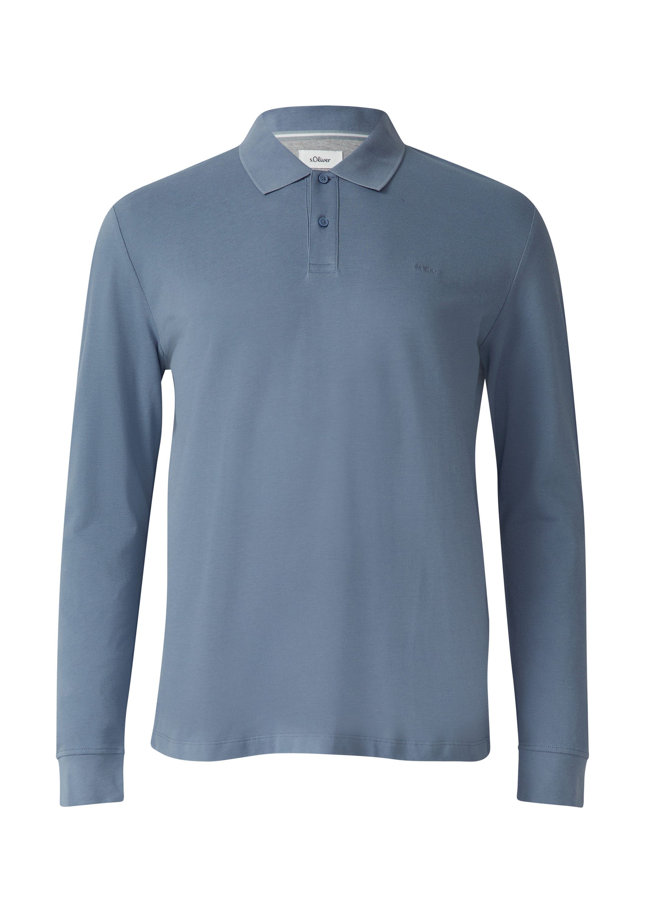 s.Oliver Langarmshirt Polo-Shirt Langarm-Poloshirt aus Baumwoll-Piqué mit Bündchen