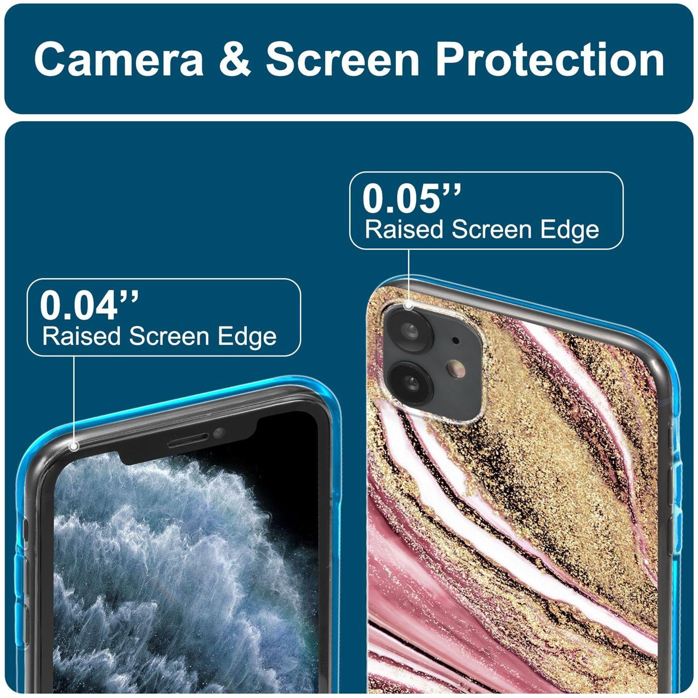 CoolGadget Handyhülle Marmor Slim Case für iPhone 13 6,1 Zoll, Hülle Dünne Silikon Schutzhülle für Apple iPhone 13 Hülle