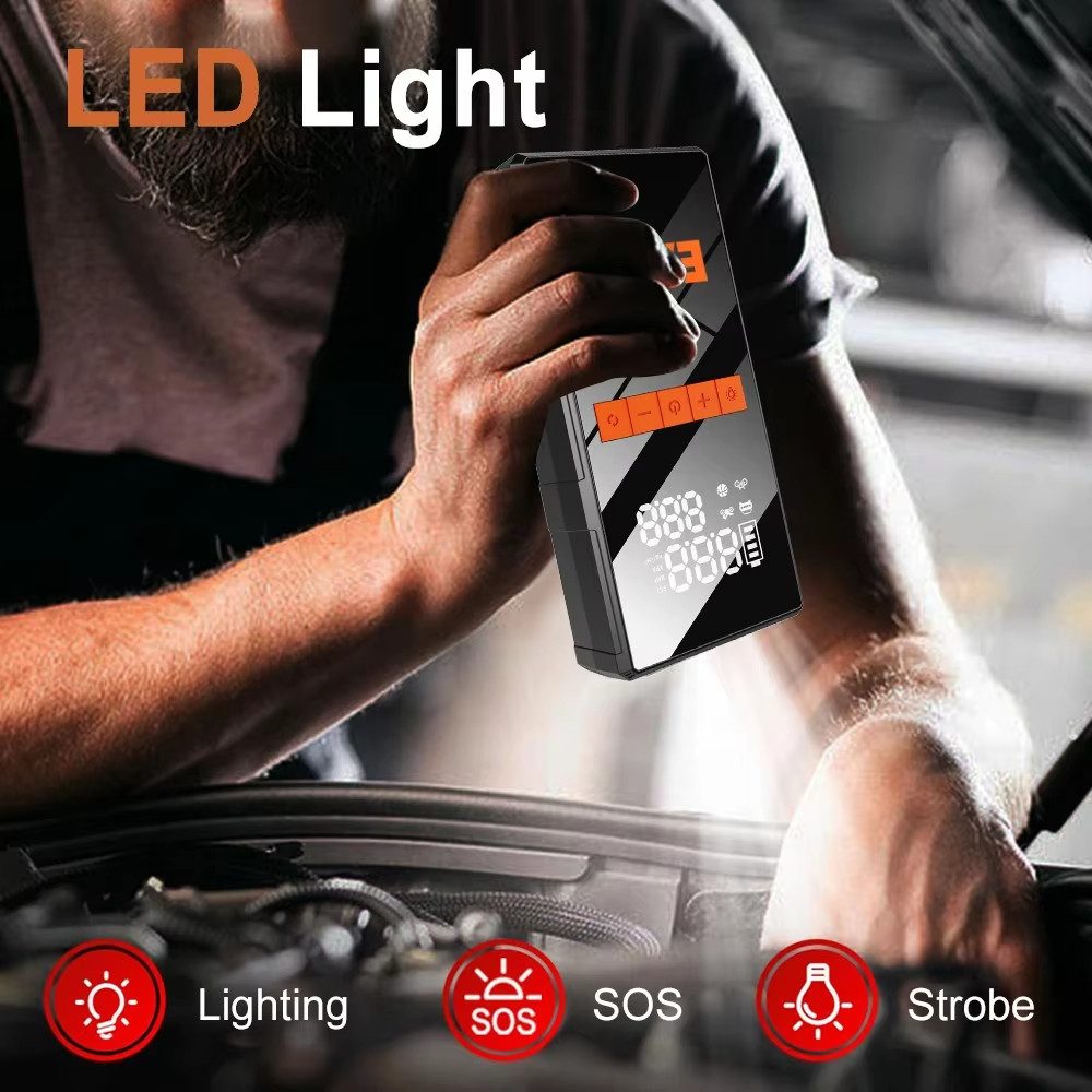 Athlix 4-in-1 Multifunktions-Starthilfegerät 5000A Notfall-Startvorrichtung Starthilfegerät 8000 mAh (12 V), Unabhängig von Witterungsbedingungen, Integrierte LED-Taschenlampe: