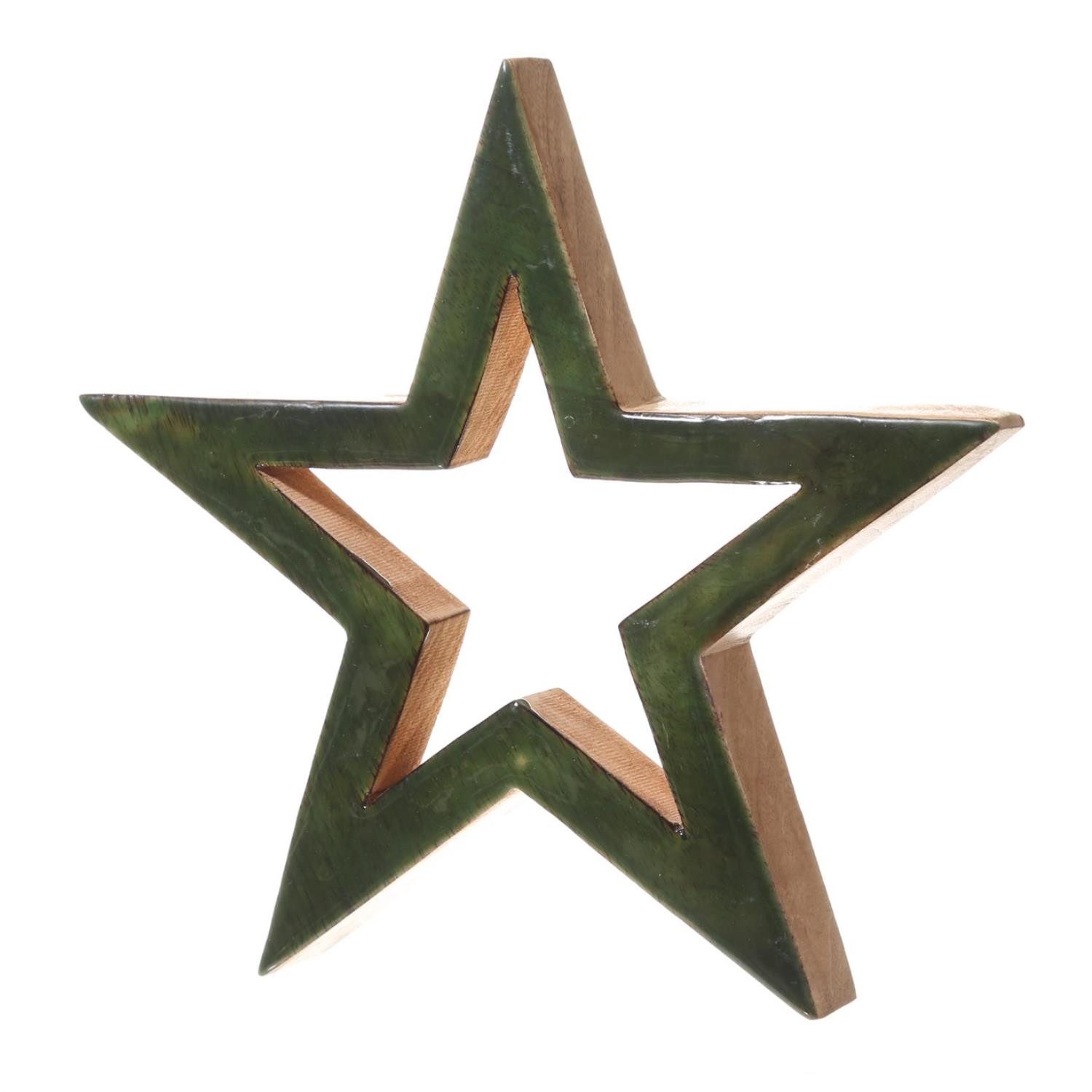 Dekoobjekt Holzstern Dekostern stehend einseitig lackiert Mangoholz H: 29,3cm