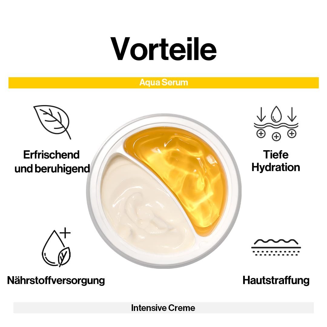d'Alba Tagescreme White Truffle Double Serum & Cream 70g – 2-in-1 Gesichtscreme mit Aqua Serum & Intense Cream – Feuchtigkeitspflege mit Ceramide NP, Panthenol &, weißem Trüffel – individuell mischbares Serum und Creme