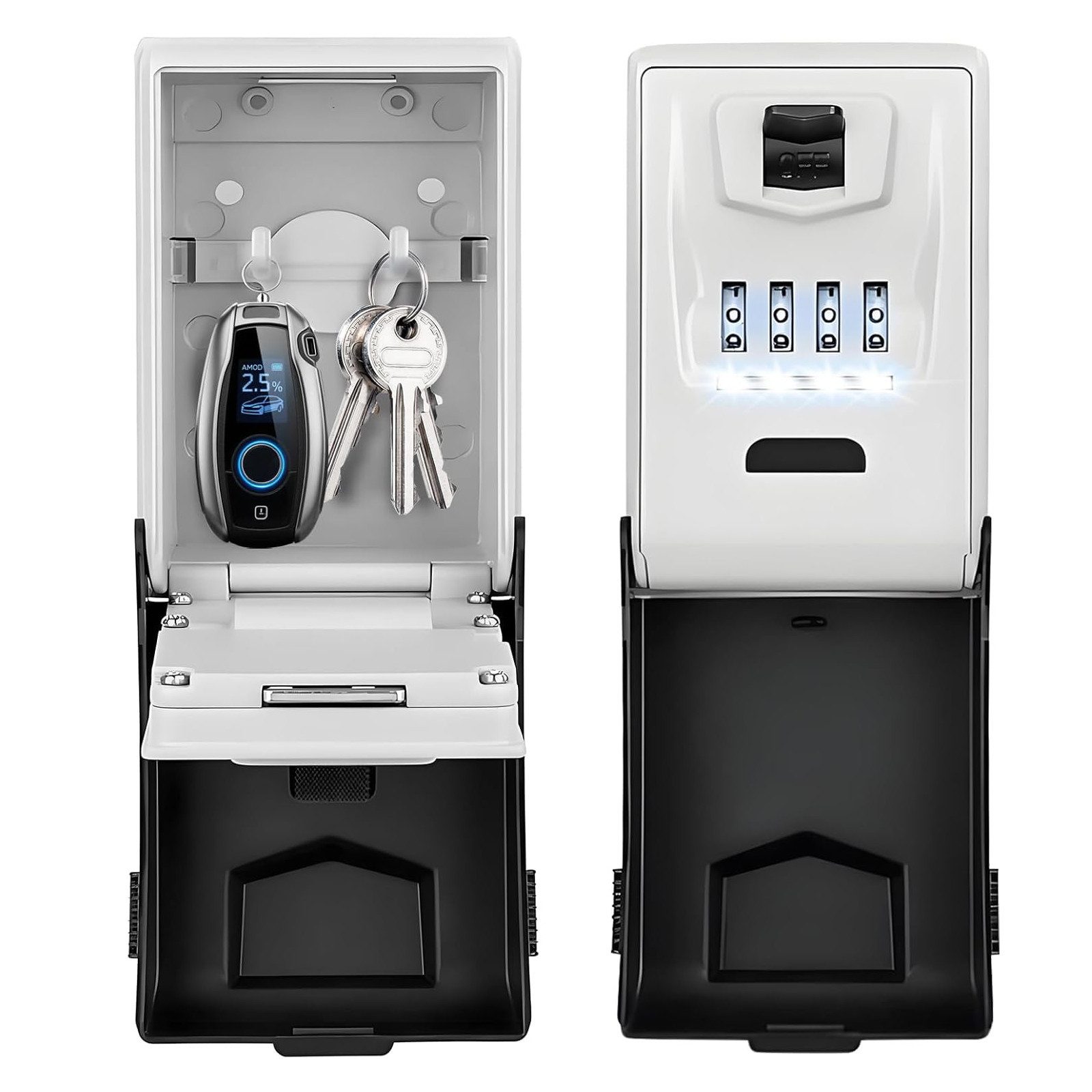 BlingBin Schlüsseltresor Schlüsselbox mit 4 Zahlencode Aussen Schlüsselsafe Schlüsselkasten (1er Set, 1-St., 1 Fachboden), Wasserdicht Robust Schlüsselbox Groß Schlüsselkasten