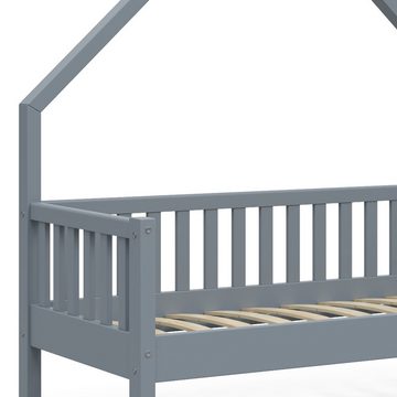 VitaliSpa® Hausbett Kinderbett Spielbett Noemi 70x140cm Anthrazit Rausfallschutz