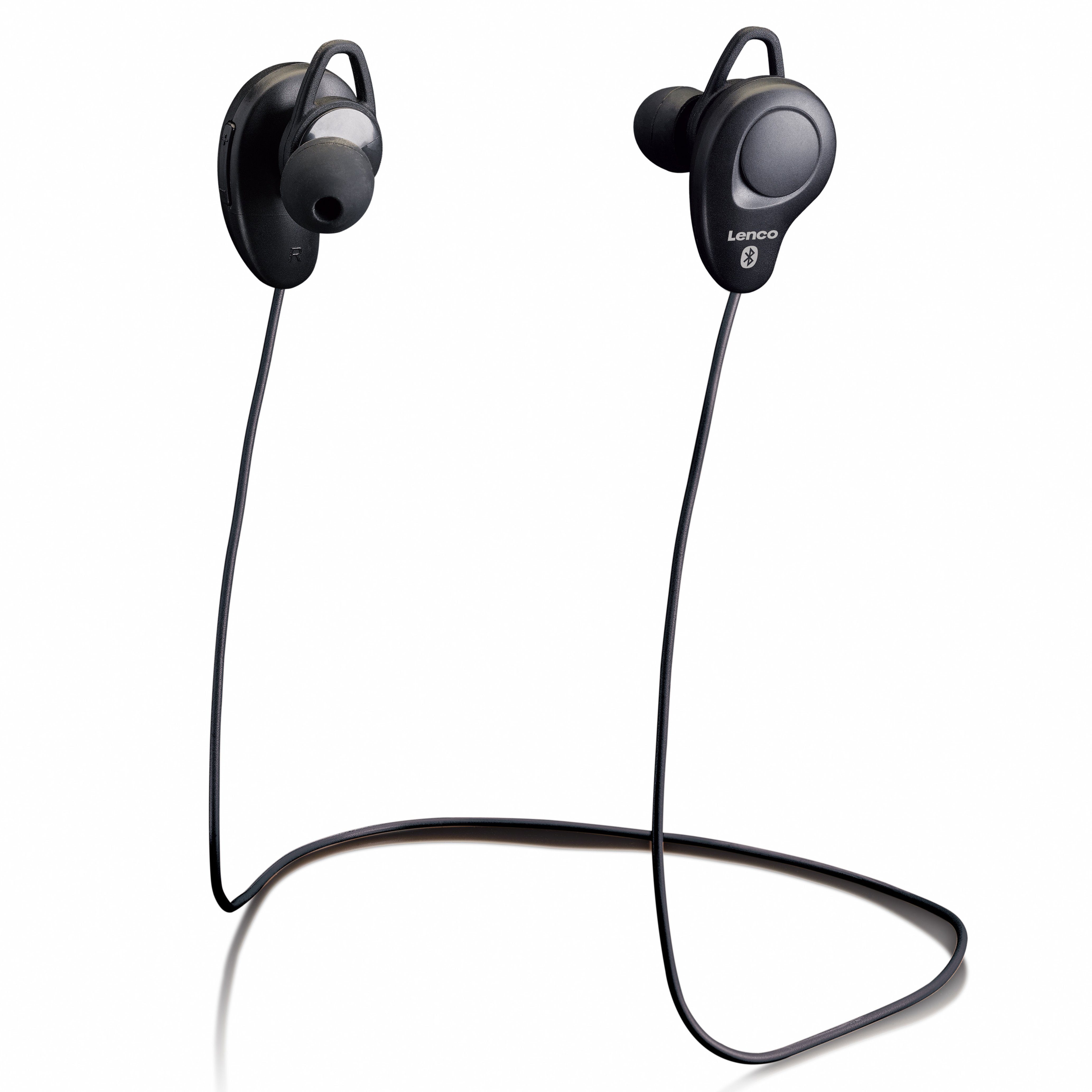 Lenco EPB-015BK In-Ear-Kopfhörer (10m Empfang, 4h. Akku - 180h. Standby & integriertes Mikrofon, Schwarz)