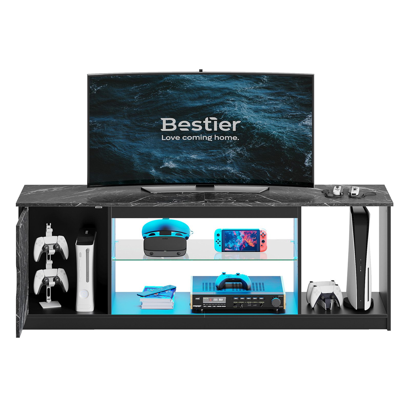 Bestier Lowboard TV-Schrank, Fernsehschrank mit RGB-LED günstig online kaufen