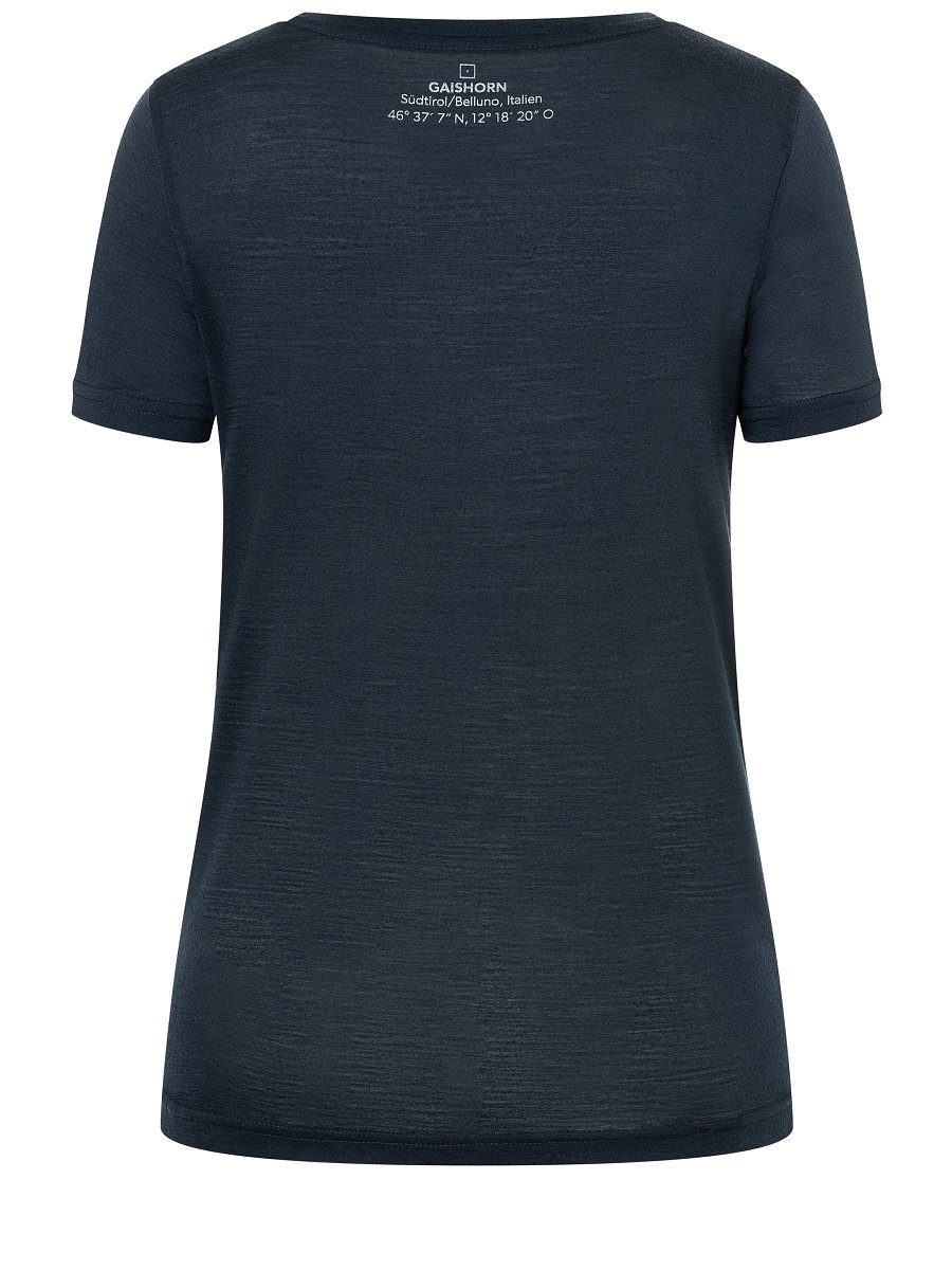 Grey Print-Shirt T-Shirt Merion-Materialmix Blueberry/Feather genialer W ZINNEN DREI TEE Merino SUPER.NATURAL